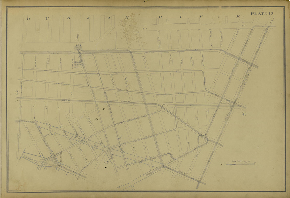 Plate 10 from Atlas of the City of New York Lying South of 166th St. Showing Surface Railroads 1896 by Relic Map Company