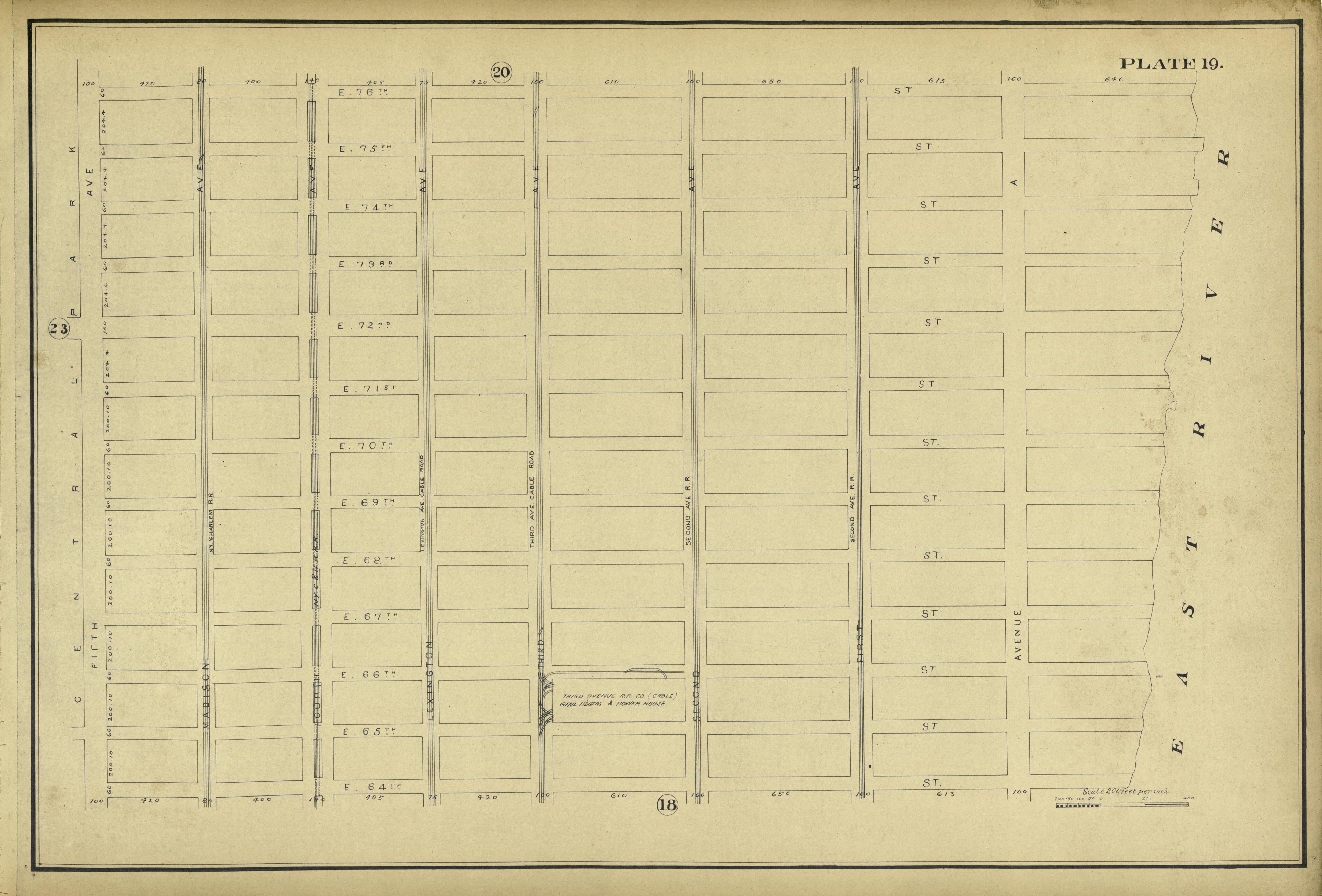Plate 19 from Atlas of the City of New York Lying South of 166th St. Showing Surface Railroads 1896 by Relic Map Company
