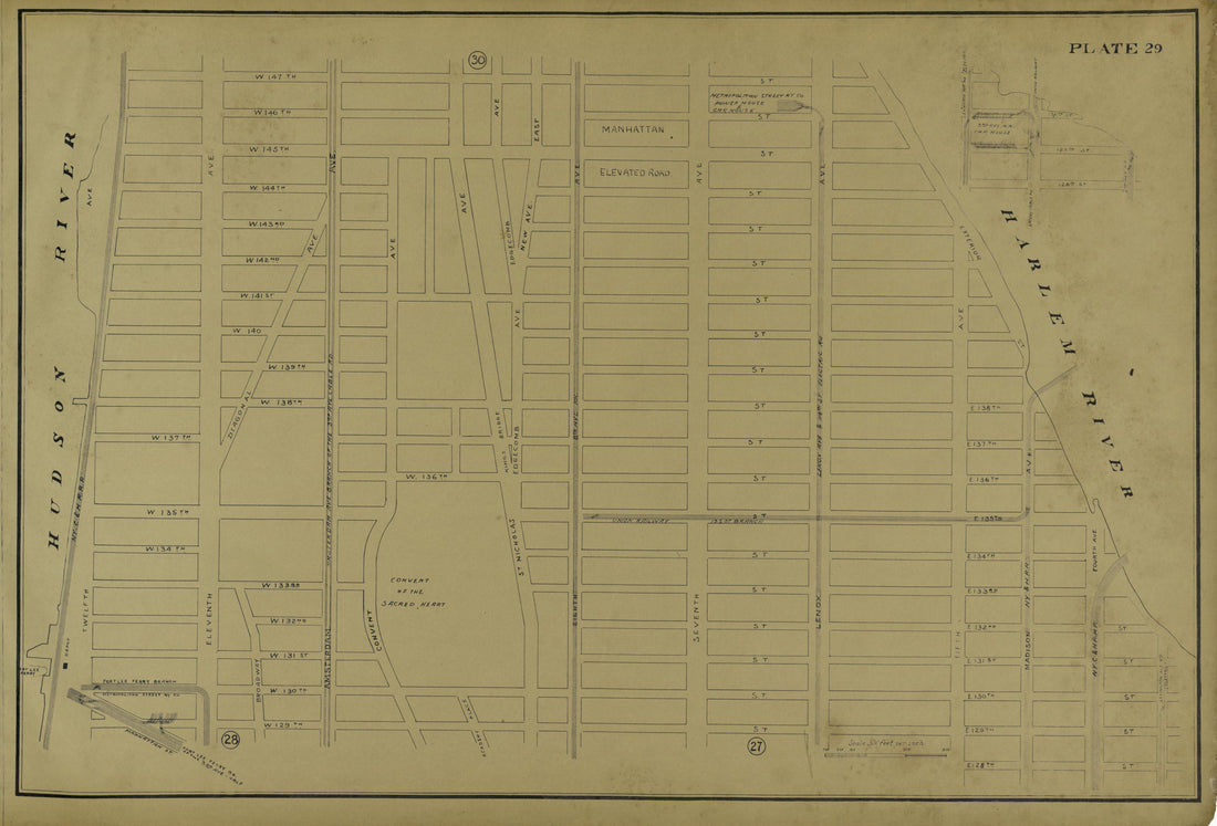 This old map of Manhattan, Manhattan (New York), New York, New York (State),  was created by Metropolitan Street Railway Company. Maintenance of Way Department in 1896