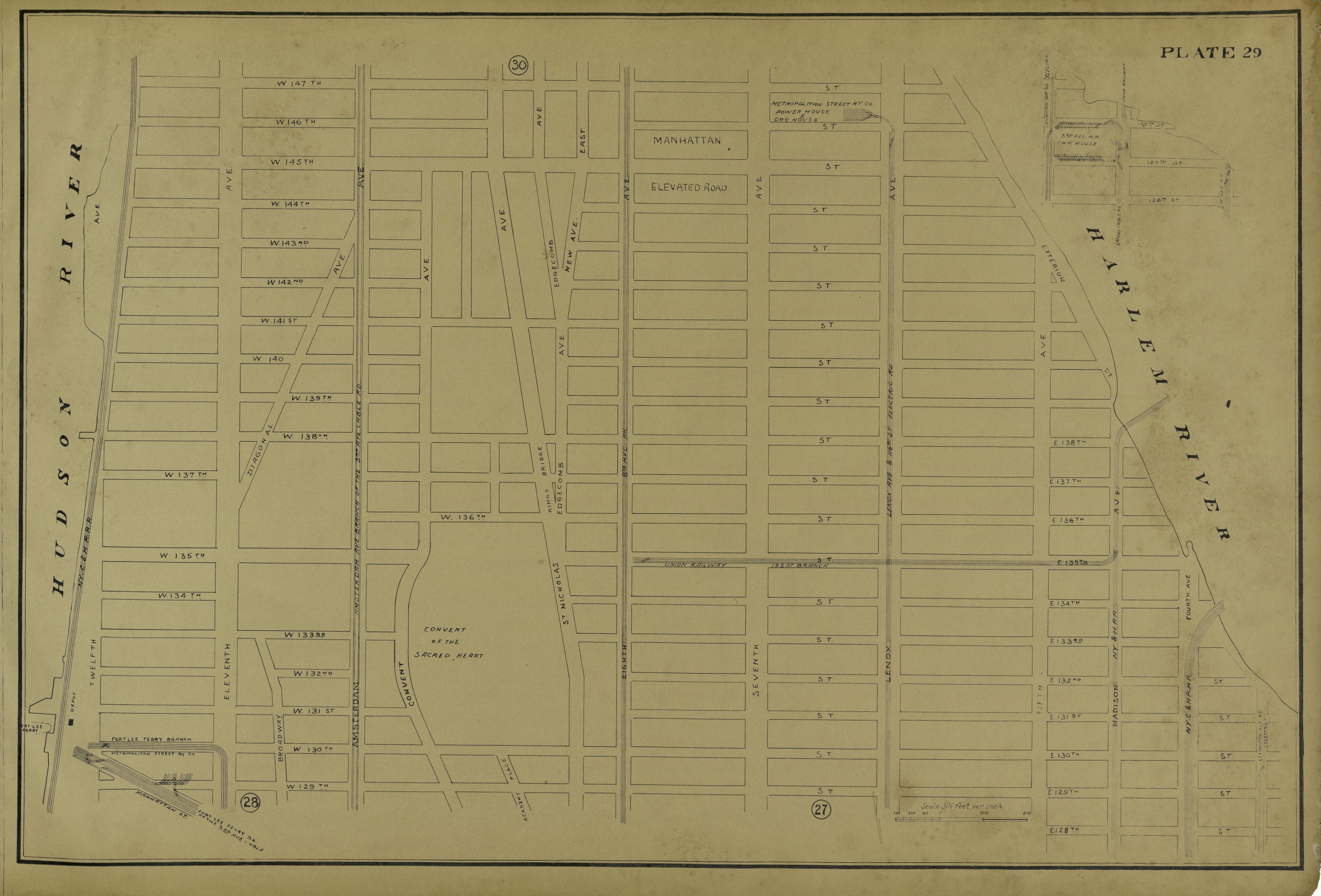 This old map of Manhattan, Manhattan (New York), New York, New York (State),  was created by Metropolitan Street Railway Company. Maintenance of Way Department in 1896