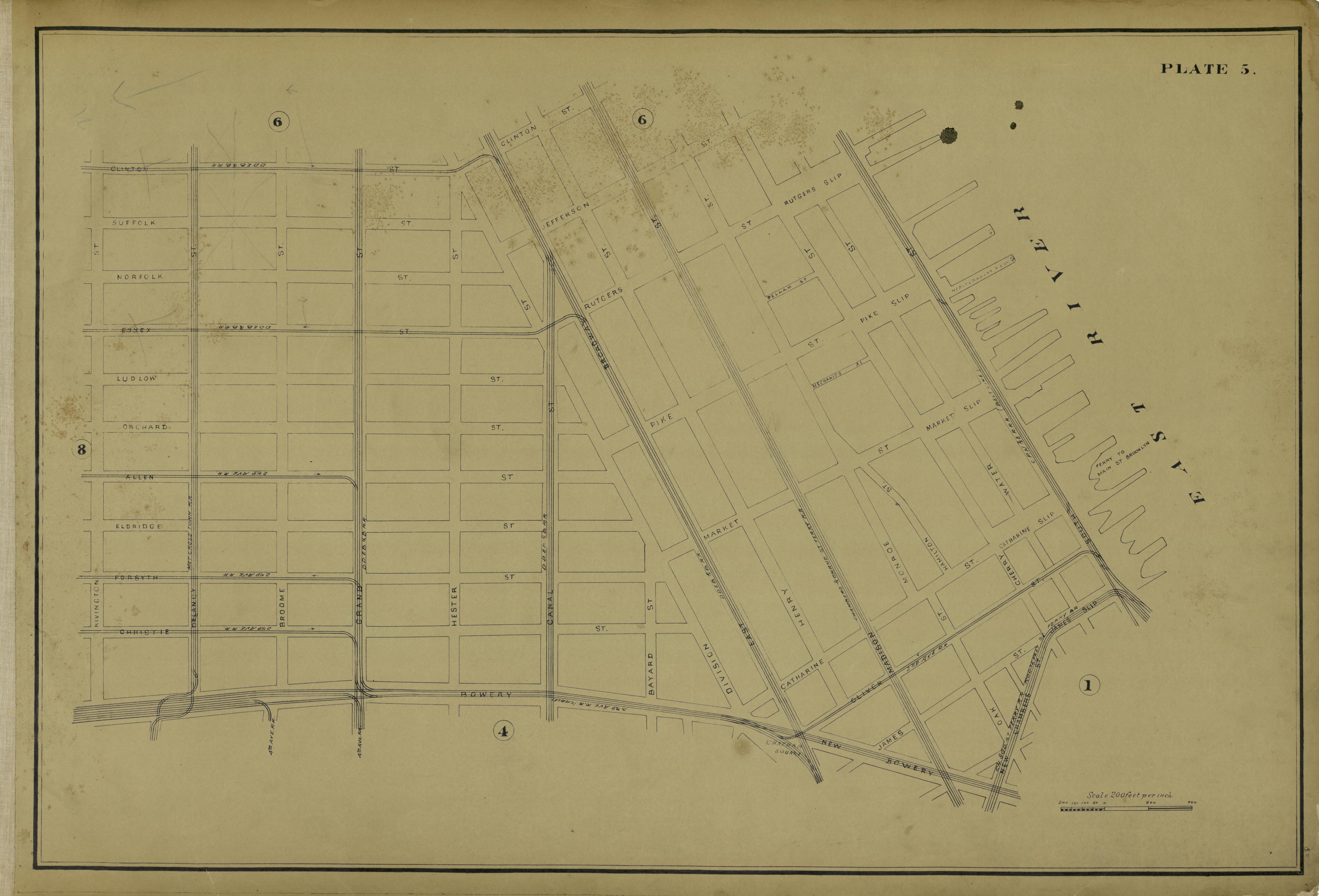 Plate 5 from Atlas of the City of New York Lying South of 166th St. Showing Surface Railroads 1896 by Relic Map Company