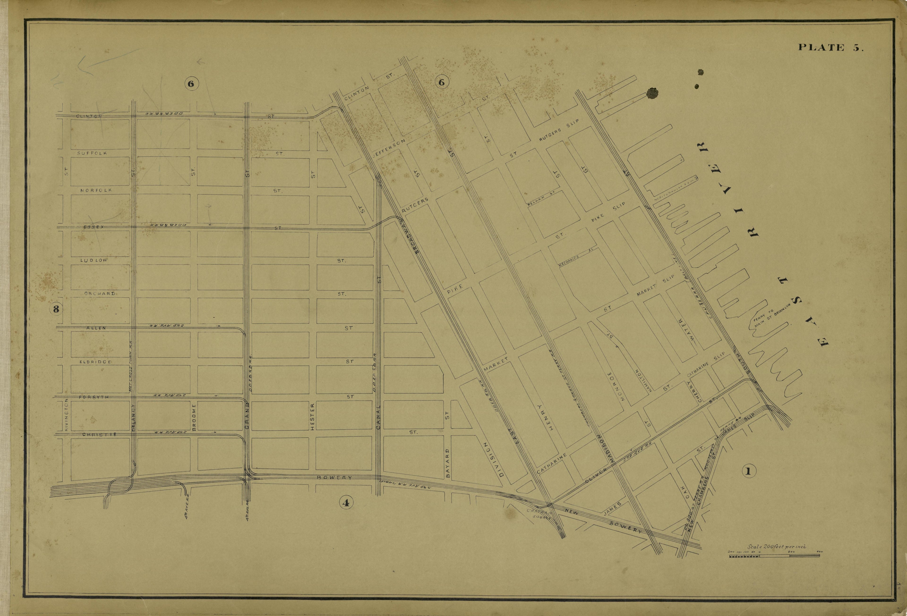 Plate 5 from Atlas of the City of New York Lying South of 166th St. Showing Surface Railroads 1896 by Relic Map Company