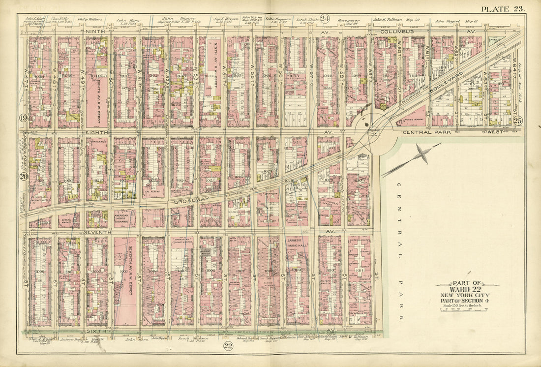 Part of Ward 22 from Atlas of the City of New York, Manhattan Island : from Actual Surveys and Official Plans 1894 by Relic Map Company
