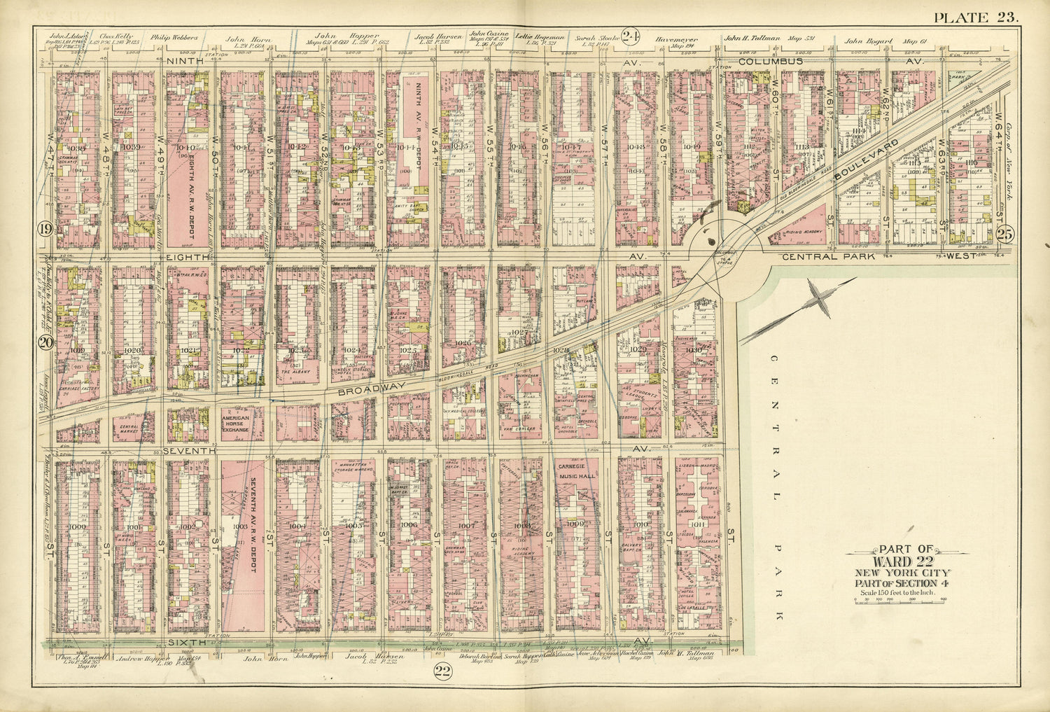 Part of Ward 22 from Atlas of the City of New York, Manhattan Island : from Actual Surveys and Official Plans 1894 by Relic Map Company