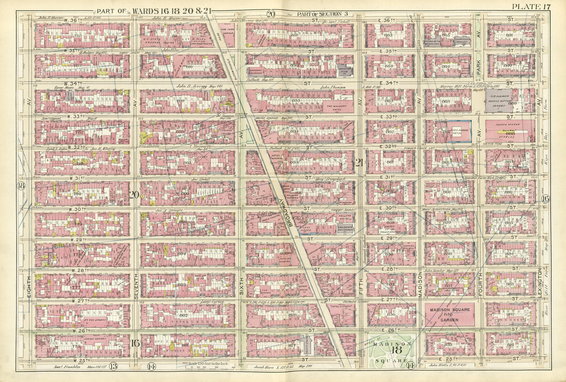 Part of Wards 16, 18, 20 &amp; 21 from Atlas of the City of New York, Manhattan Island : from Actual Surveys and Official Plans 1894 by Relic Map Company