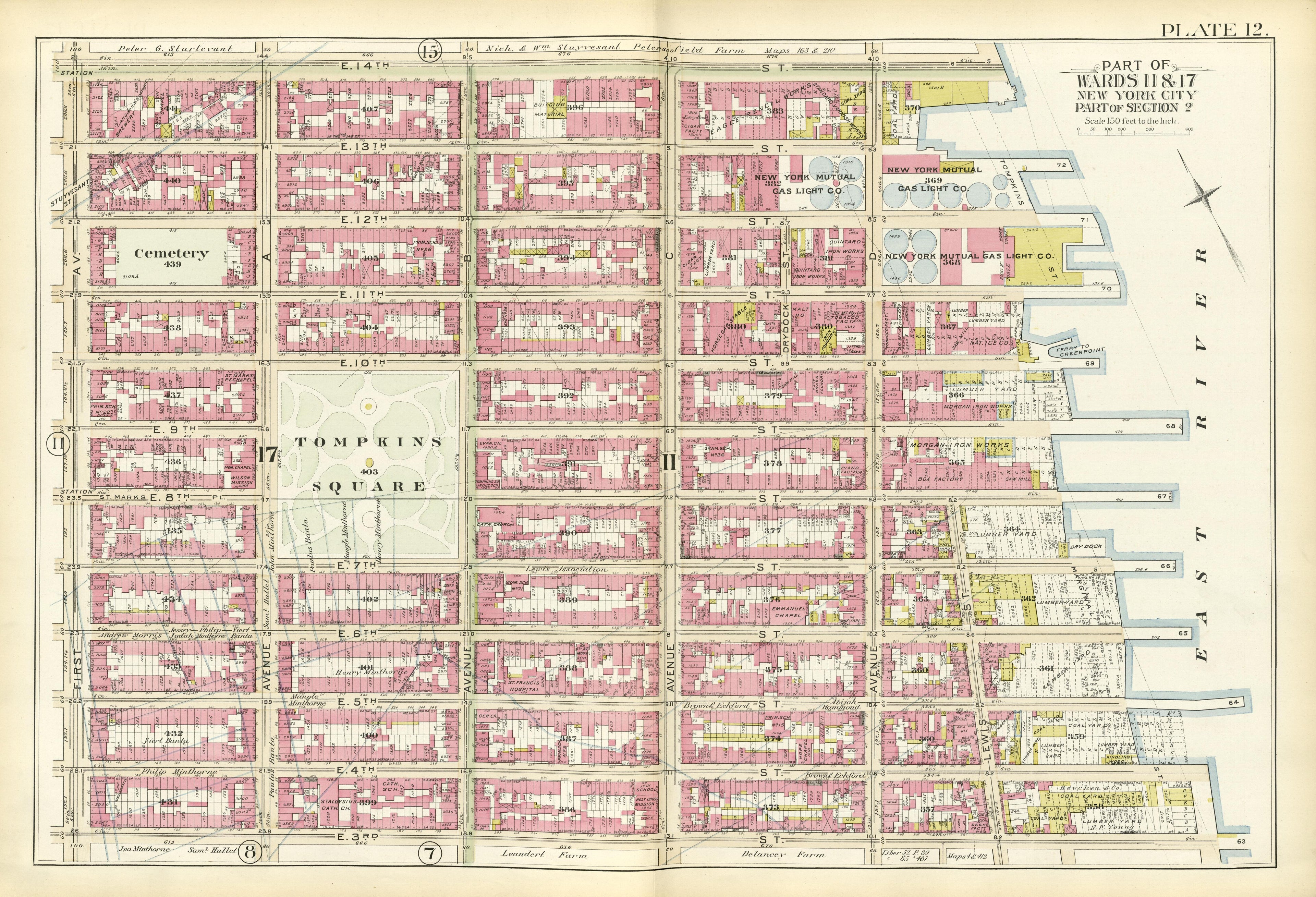 Part of Wards 11 &amp; 17 from Atlas of the City of New York, Manhattan Island : from Actual Surveys and Official Plans 1894 by Relic Map Company