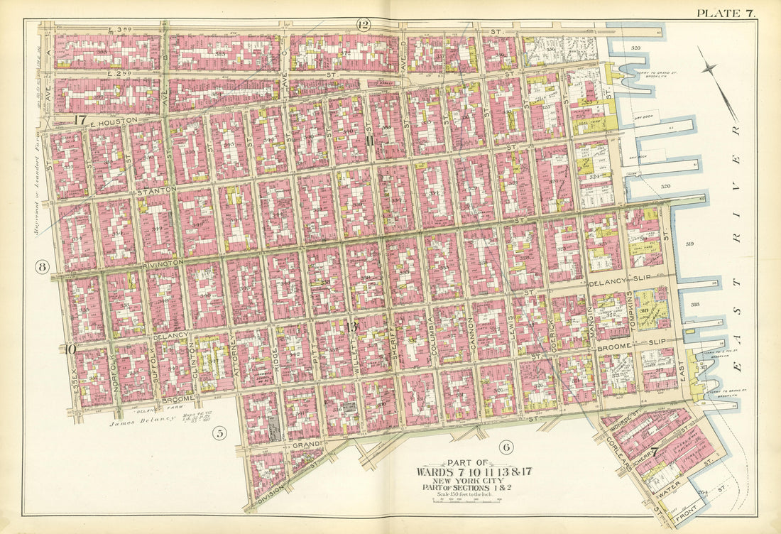 Part of Wards 7, 10, 11, 13 &amp; 17 from Atlas of the City of New York, Manhattan Island : from Actual Surveys and Official Plans 1894 by Relic Map Company