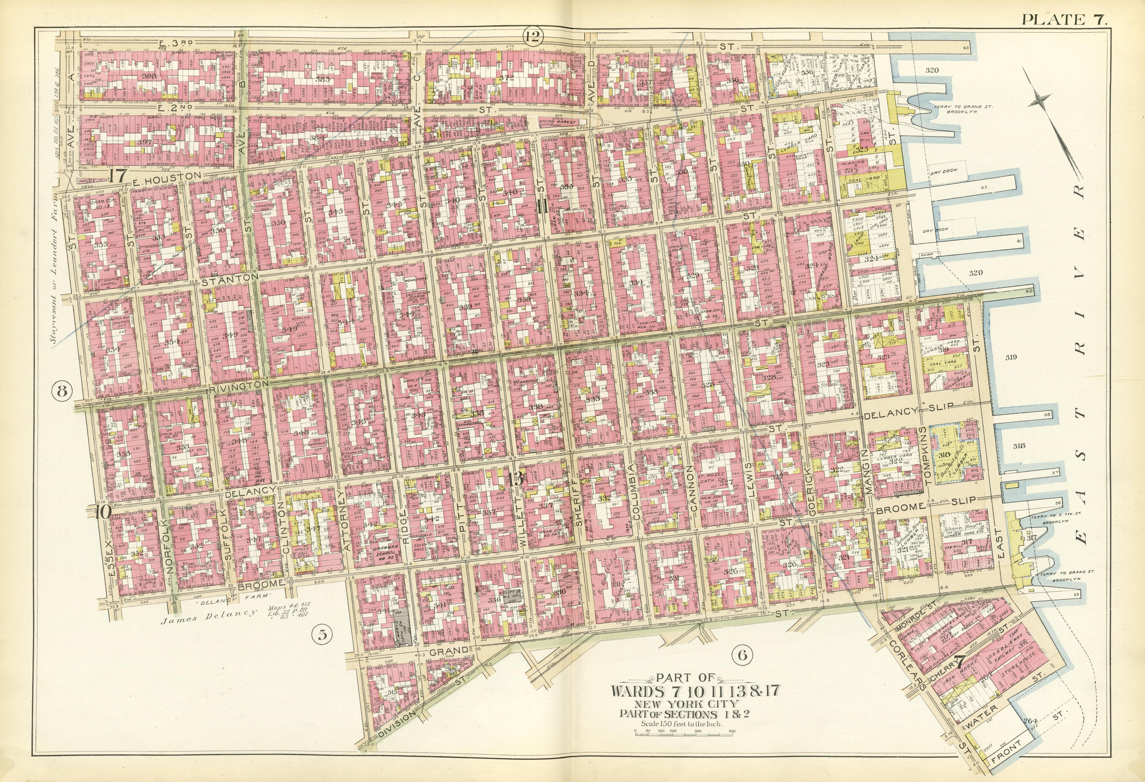 Part of Wards 7, 10, 11, 13 &amp; 17 from Atlas of the City of New York, Manhattan Island : from Actual Surveys and Official Plans 1894 by Relic Map Company