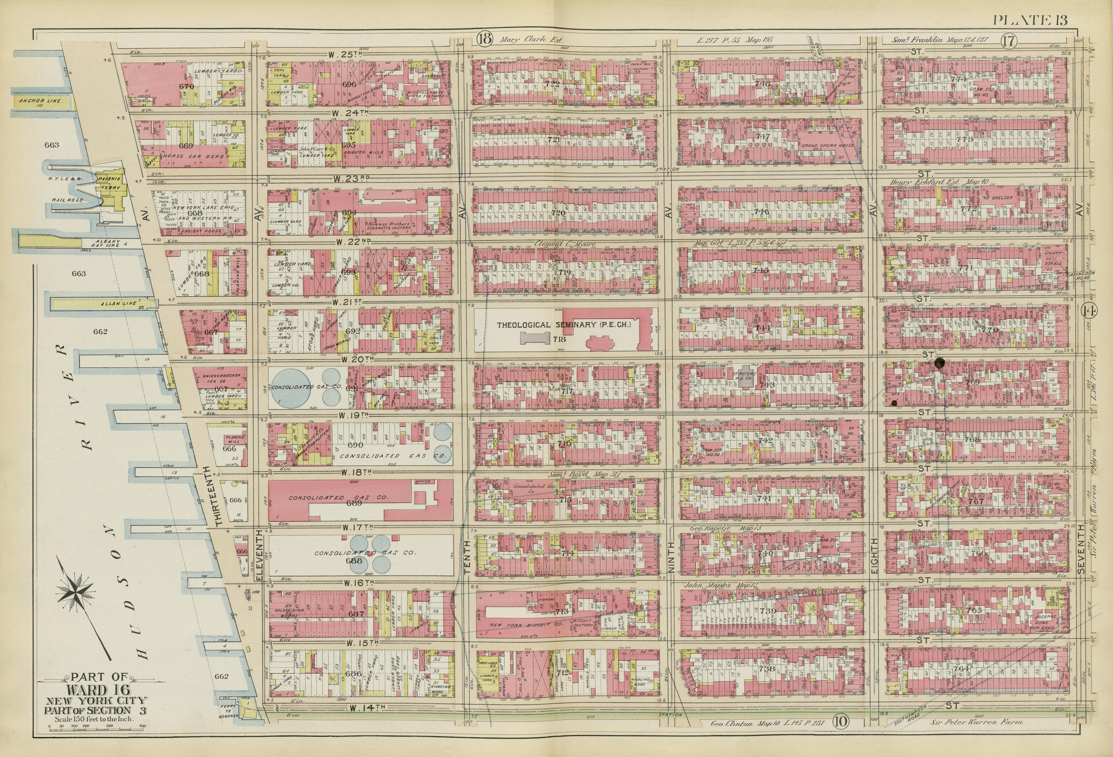 Part of Ward 16 from Atlas of the City of New York, Manhattan Island : from Actual Surveys and Official Plans 1894 by Relic Map Company