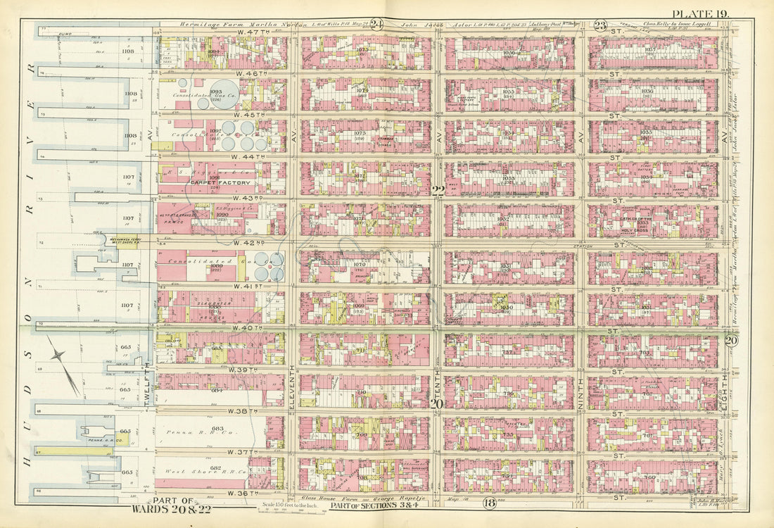 Part of Wards 20 &amp; 22 from Atlas of the City of New York, Manhattan Island : from Actual Surveys and Official Plans 1894 by Relic Map Company