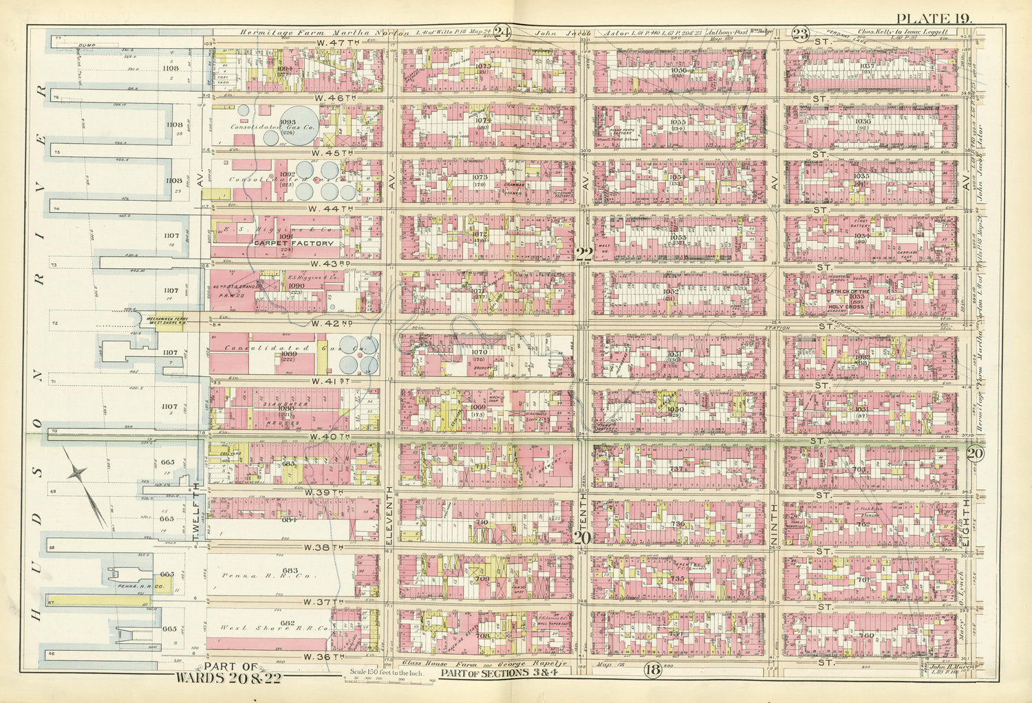 Part of Wards 20 &amp; 22 from Atlas of the City of New York, Manhattan Island : from Actual Surveys and Official Plans 1894 by Relic Map Company