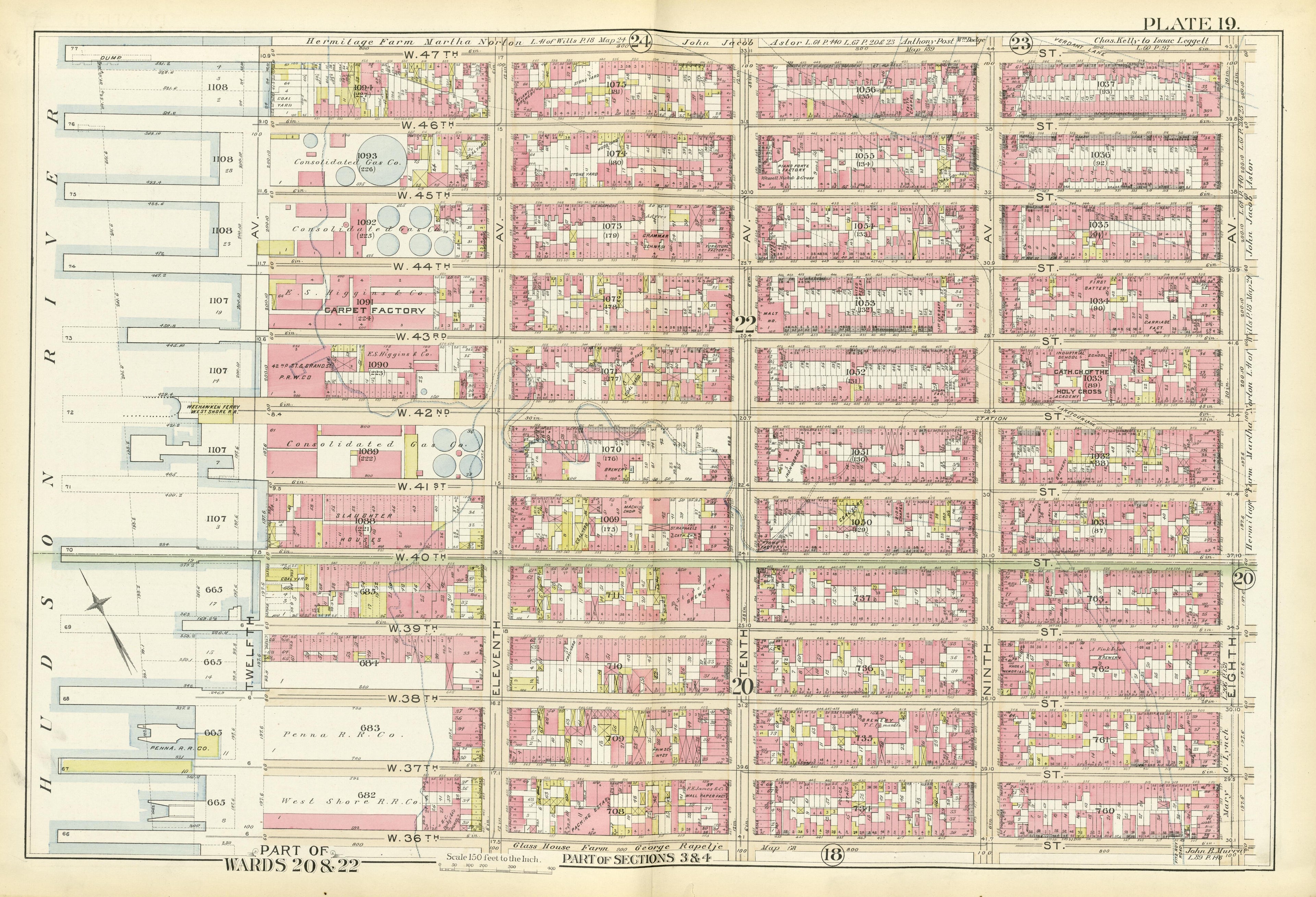 Part of Wards 20 &amp; 22 from Atlas of the City of New York, Manhattan Island : from Actual Surveys and Official Plans 1894 by Relic Map Company
