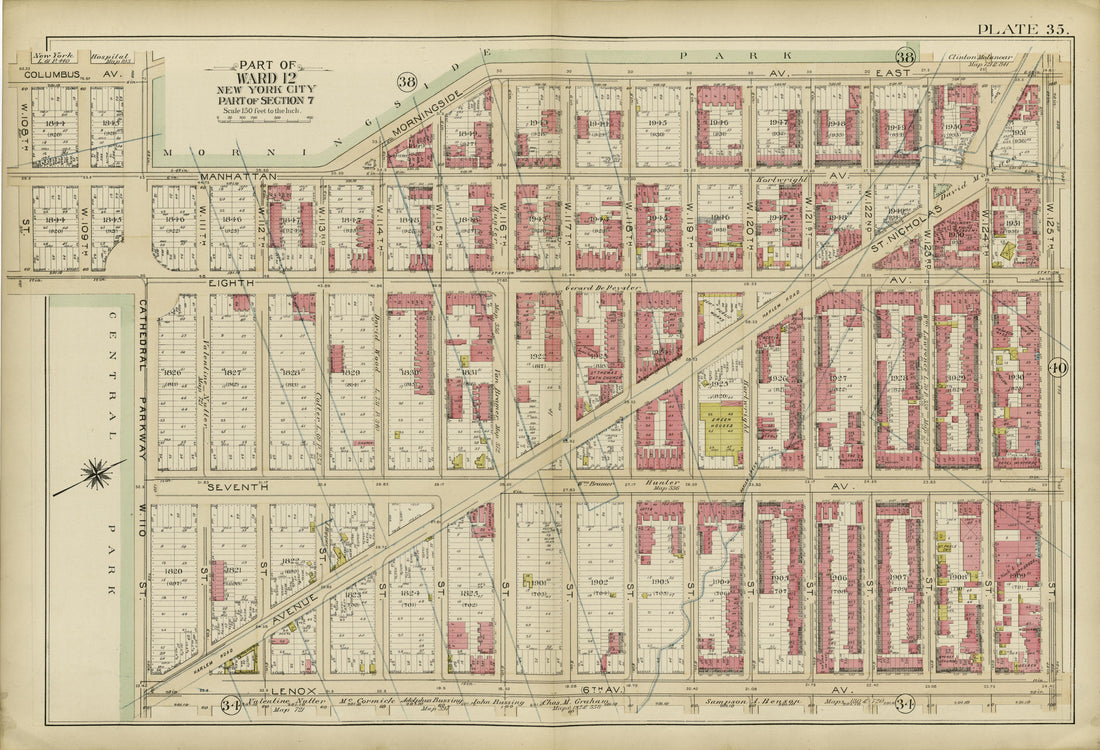 Part of Ward 12 (part of Section 7) from Atlas of the City of New York, Manhattan Island : from Actual Surveys and Official Plans 1894 by Relic Map Company