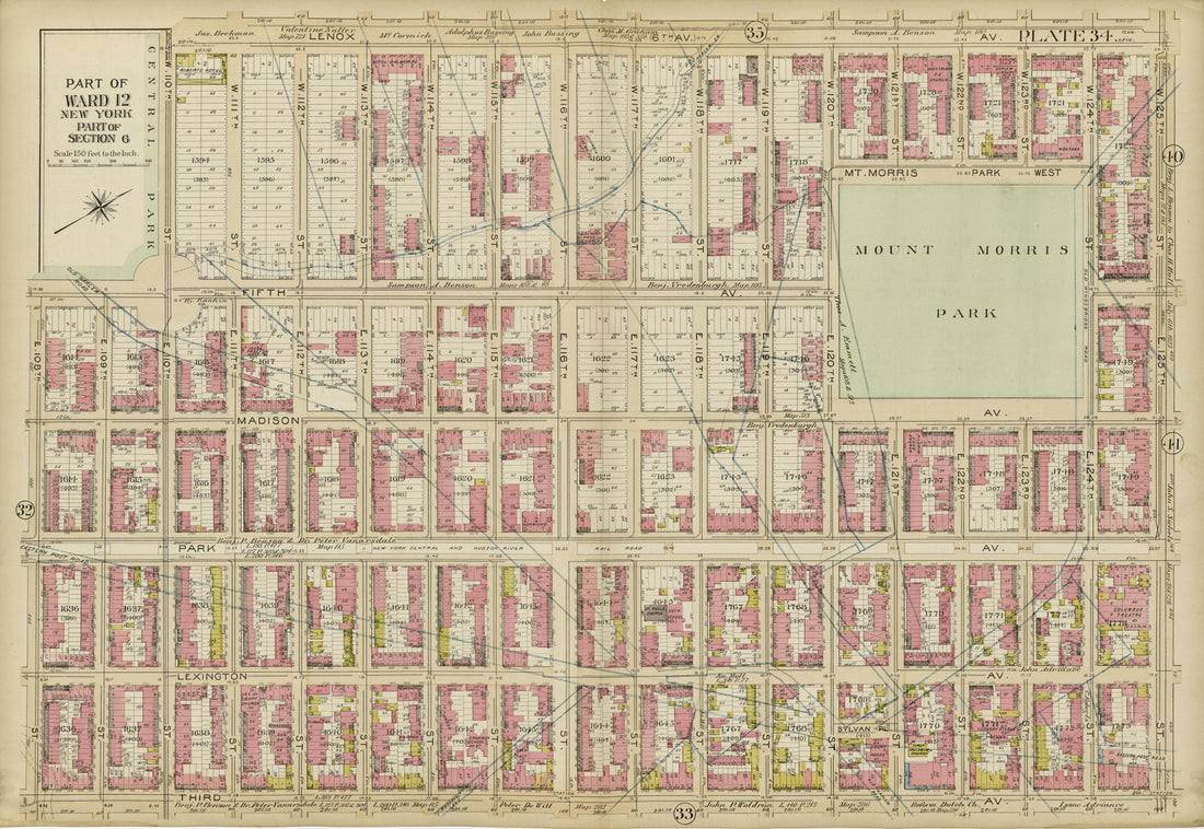 Part of Ward 12 (part of Section 6) from Atlas of the City of New York, Manhattan Island : from Actual Surveys and Official Plans 1894 by Relic Map Company