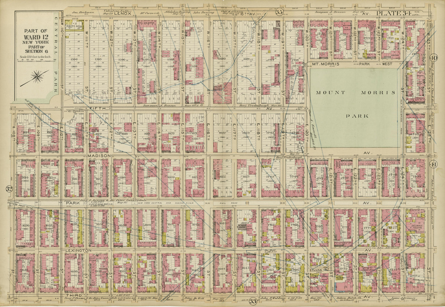 Part of Ward 12 (part of Section 6) from Atlas of the City of New York, Manhattan Island : from Actual Surveys and Official Plans 1894 by Relic Map Company
