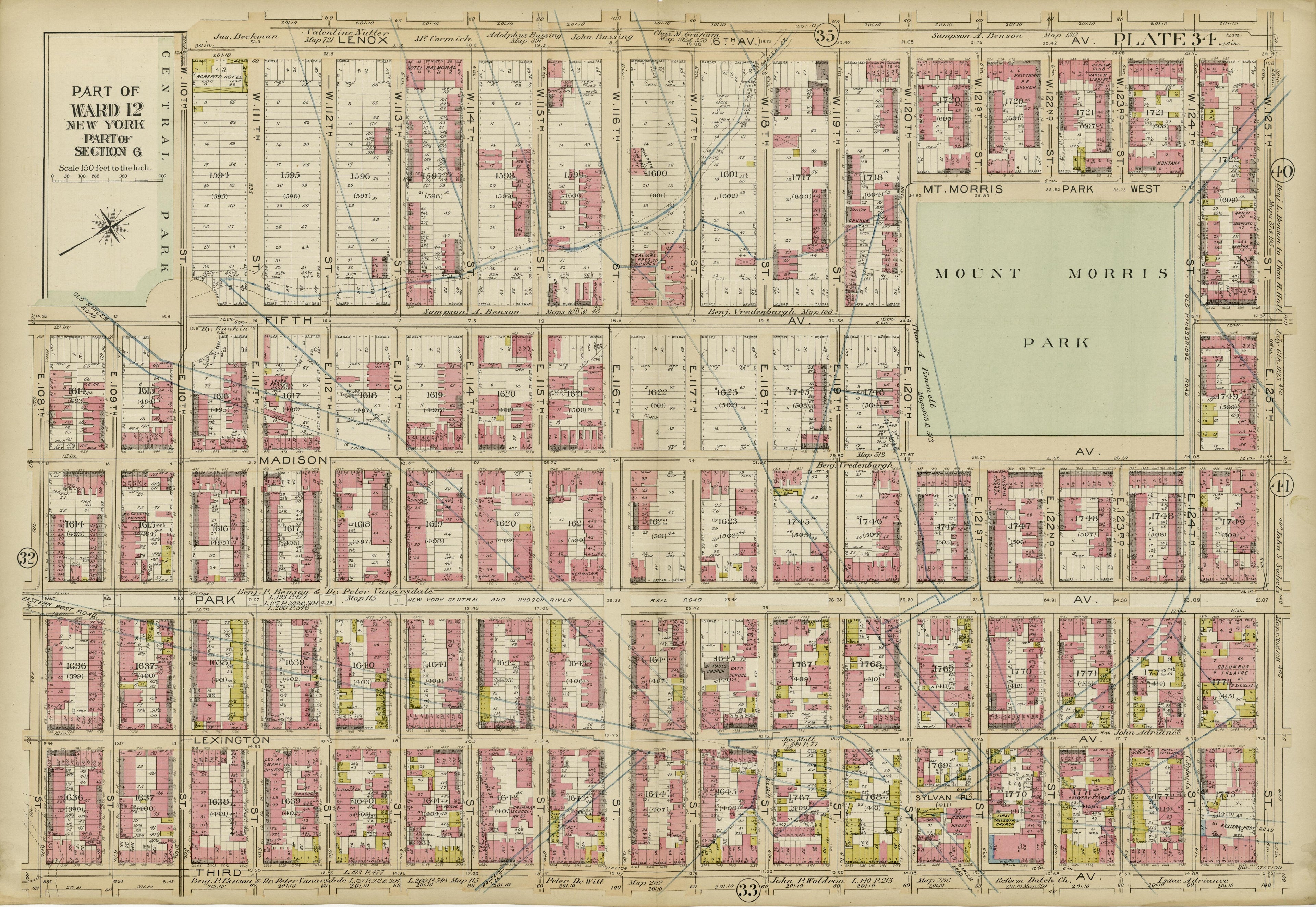 Part of Ward 12 (part of Section 6) from Atlas of the City of New York, Manhattan Island : from Actual Surveys and Official Plans 1894 by Relic Map Company
