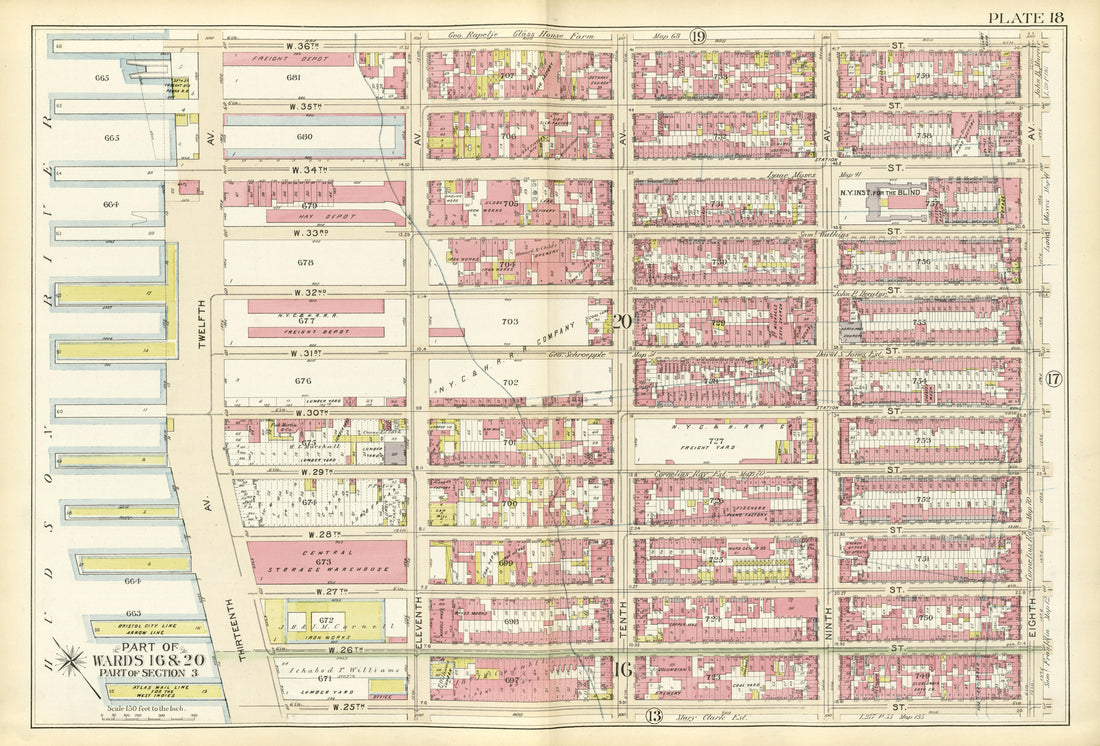 Part of Wards 16 &amp; 20 from Atlas of the City of New York, Manhattan Island : from Actual Surveys and Official Plans 1894 by Relic Map Company