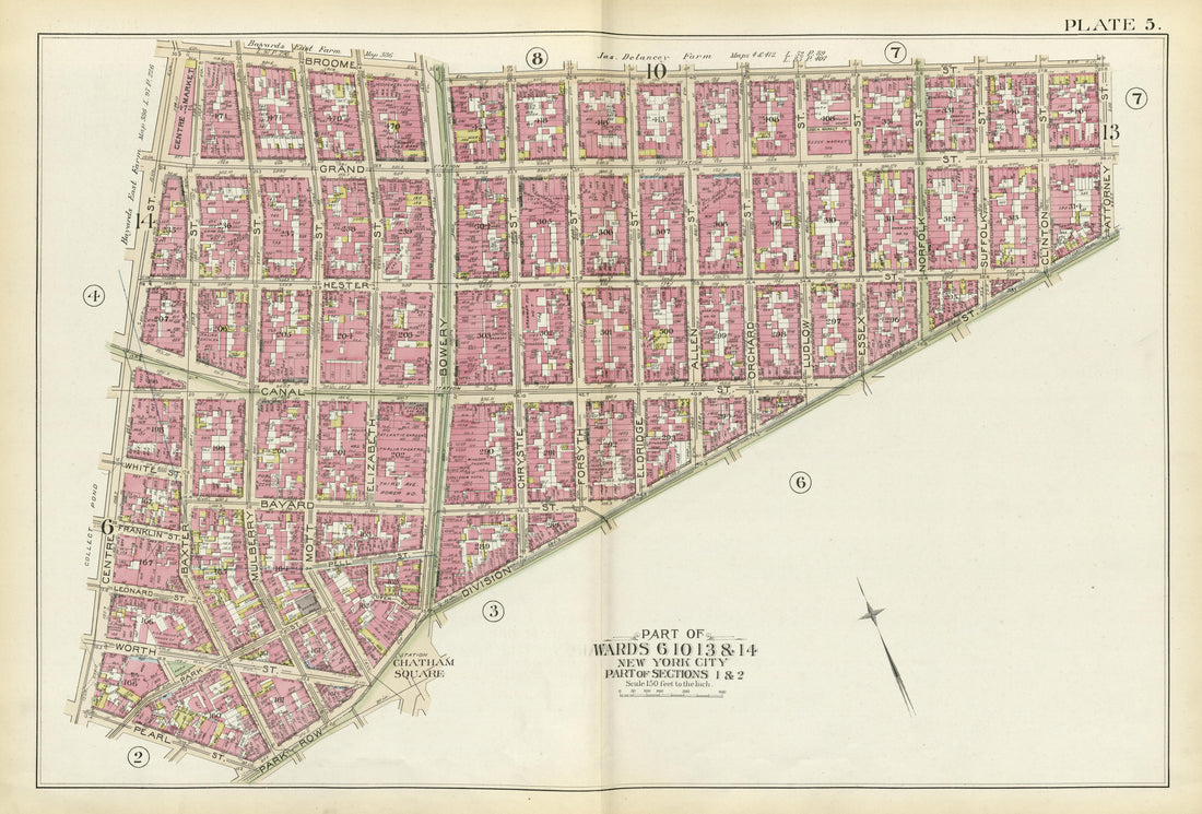 Part of Wards 6, 10, 13 &amp; 14 from Atlas of the City of New York, Manhattan Island : from Actual Surveys and Official Plans 1894 by Relic Map Company