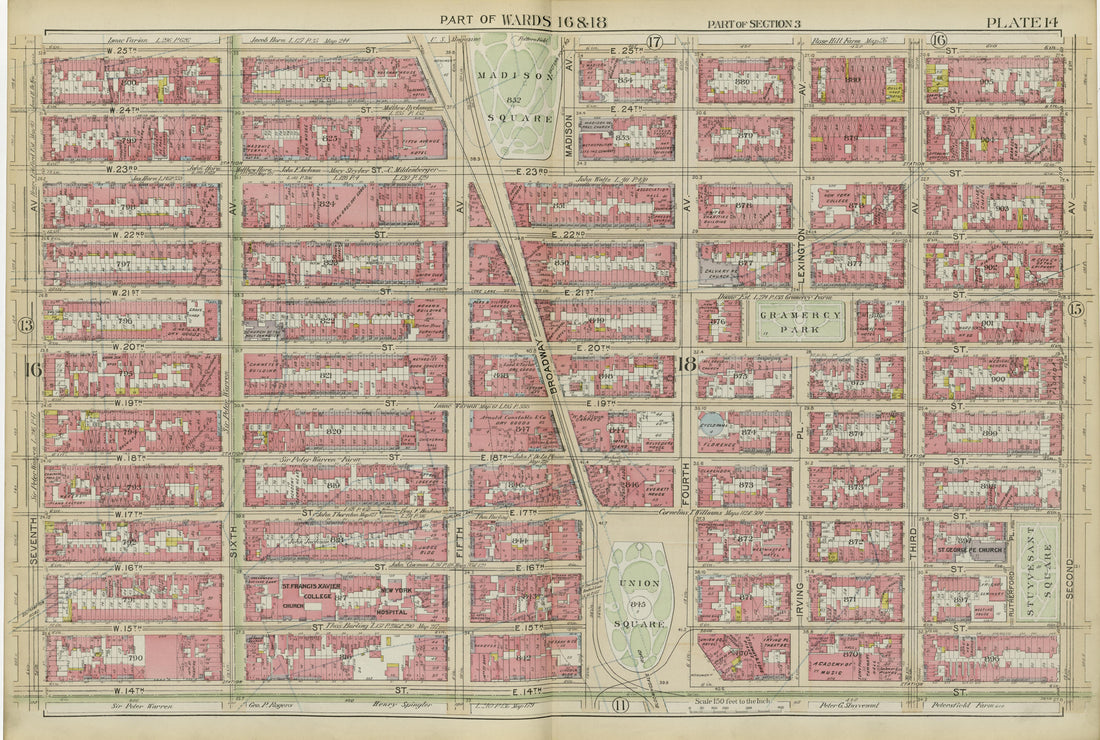 Part of Wards 16 &amp; 18 from Atlas of the City of New York, Manhattan Island : from Actual Surveys and Official Plans 1894 by Relic Map Company