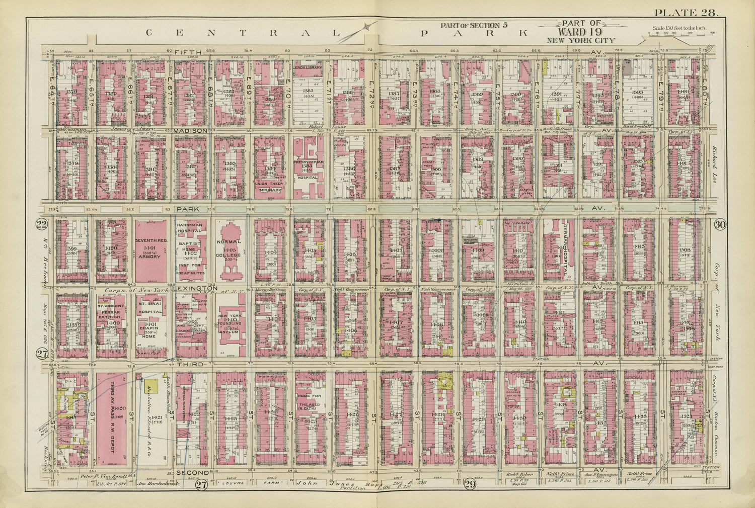 Part of Ward 19 (part of Section 5) from Atlas of the City of New York, Manhattan Island : from Actual Surveys and Official Plans 1894 by Relic Map Company