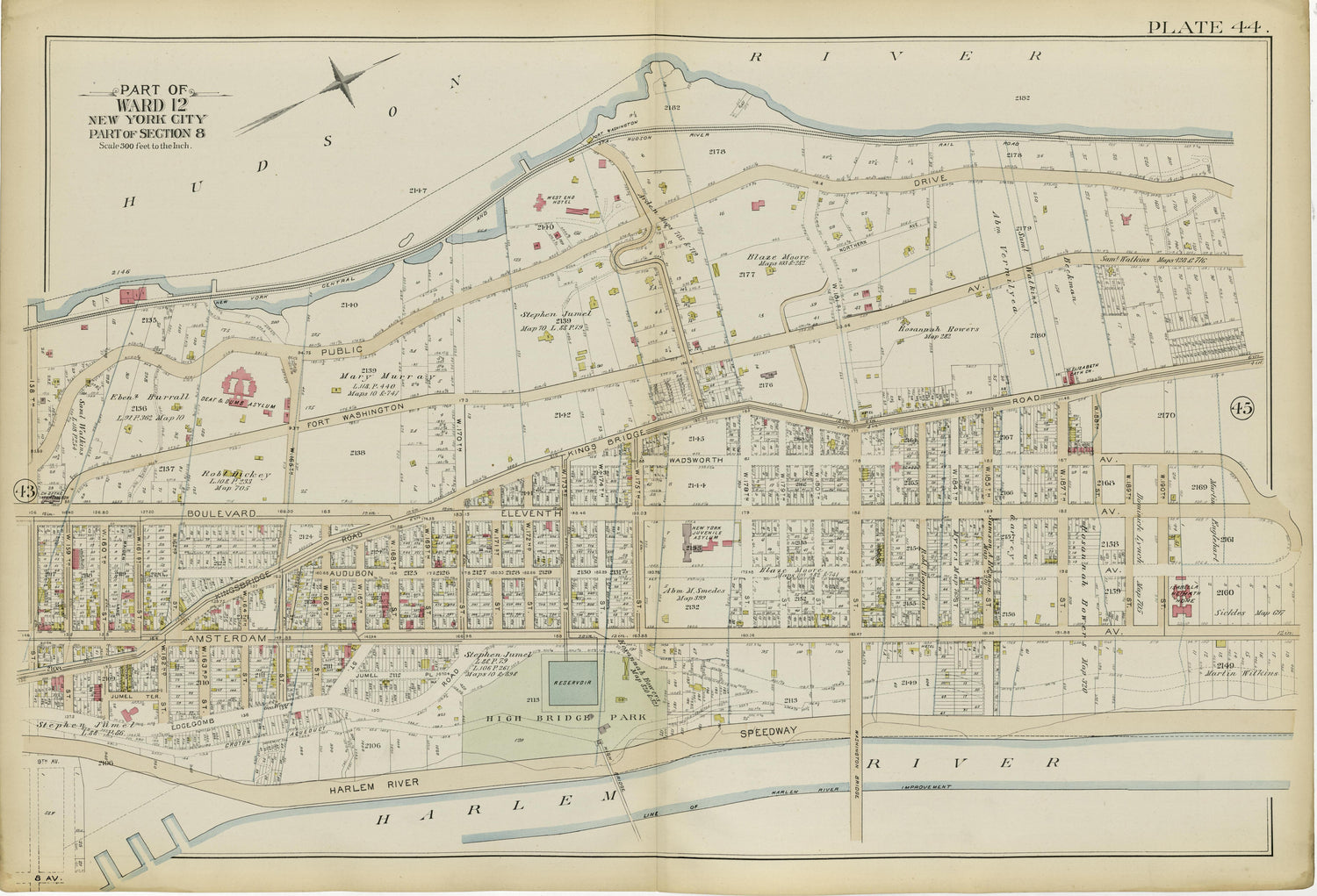 Part of Ward 12 (part of Section 8) from Atlas of the City of New York, Manhattan Island : from Actual Surveys and Official Plans 1894 by Relic Map Company