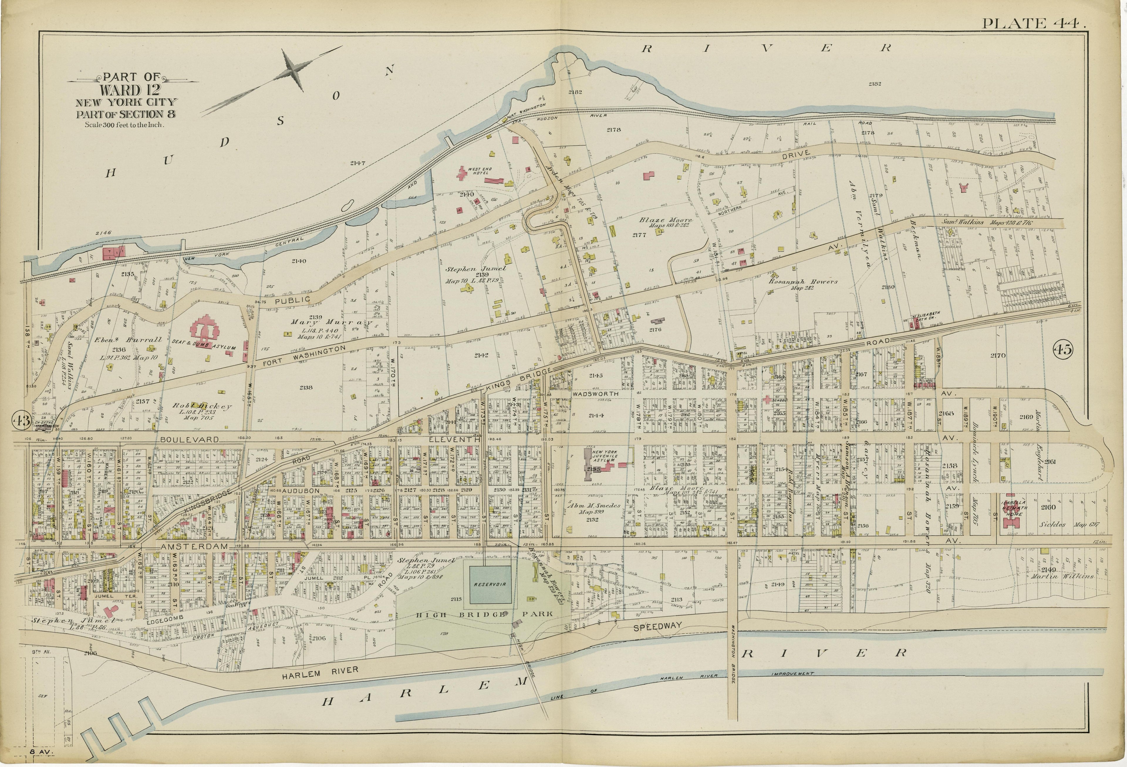 Part of Ward 12 (part of Section 8) from Atlas of the City of New York, Manhattan Island : from Actual Surveys and Official Plans 1894 by Relic Map Company
