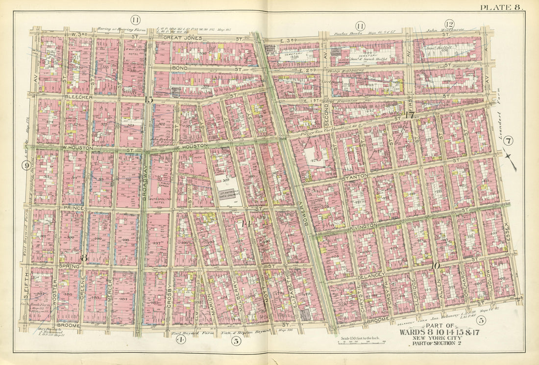 Part of Wards 8, 10, 14, 15 &amp; 17 from Atlas of the City of New York, Manhattan Island : from Actual Surveys and Official Plans 1894 by Relic Map Company