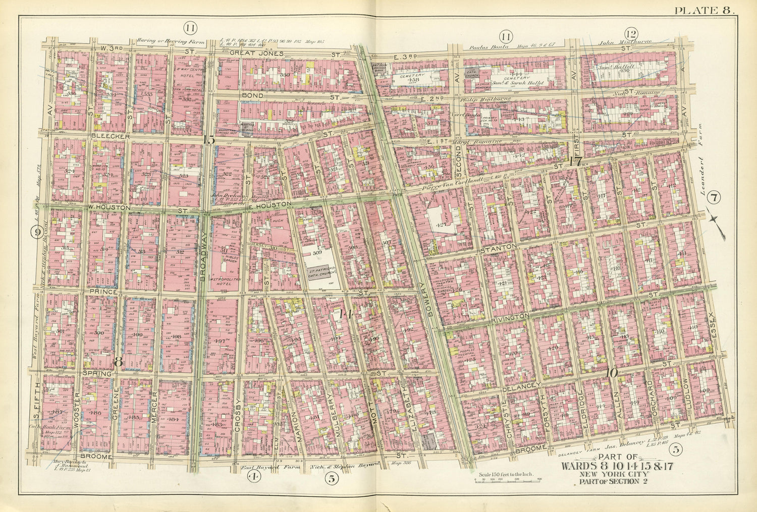 Part of Wards 8, 10, 14, 15 &amp; 17 from Atlas of the City of New York, Manhattan Island : from Actual Surveys and Official Plans 1894 by Relic Map Company