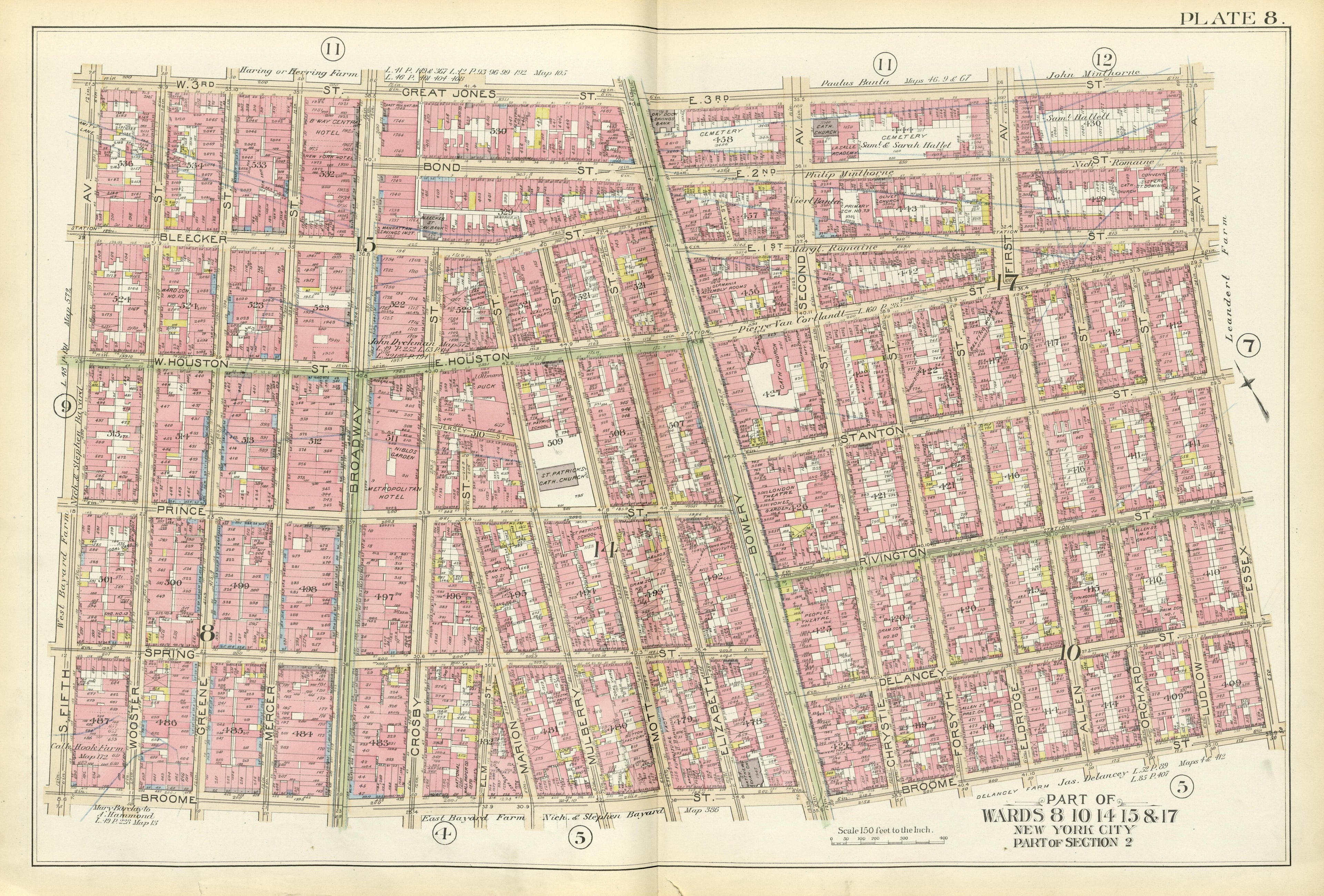 Part of Wards 8, 10, 14, 15 &amp; 17 from Atlas of the City of New York, Manhattan Island : from Actual Surveys and Official Plans 1894 by Relic Map Company
