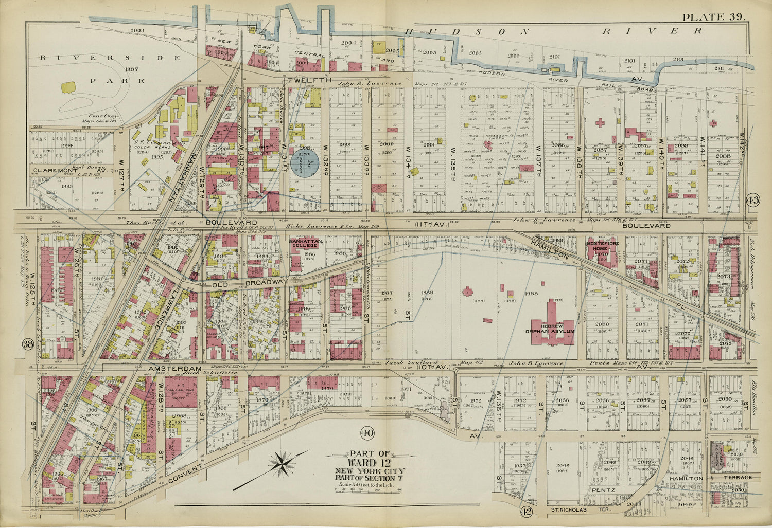 Part of Ward 12 (part of Section 7) from Atlas of the City of New York, Manhattan Island : from Actual Surveys and Official Plans 1894 by Relic Map Company