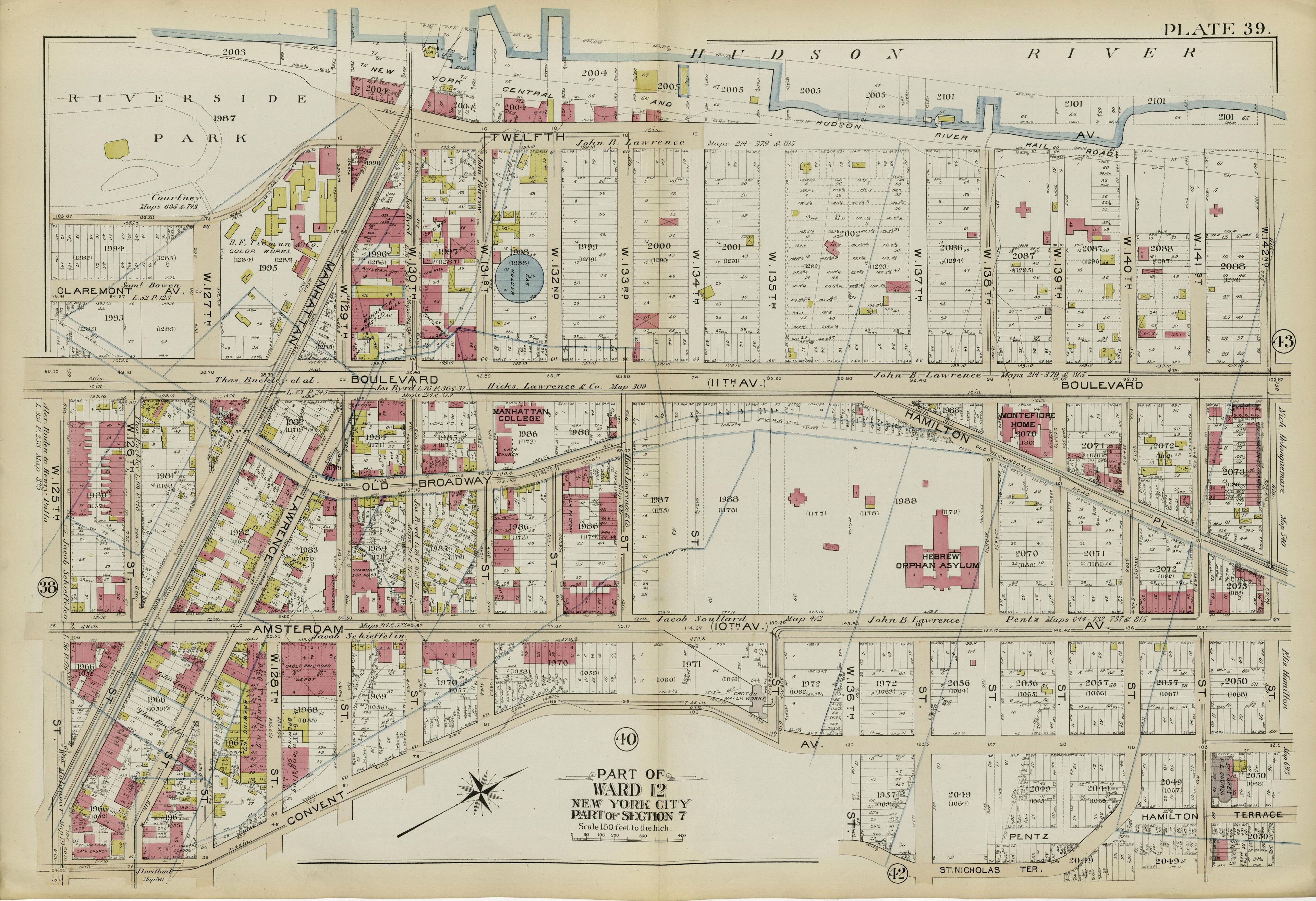 Part of Ward 12 (part of Section 7) from Atlas of the City of New York, Manhattan Island : from Actual Surveys and Official Plans 1894 by Relic Map Company
