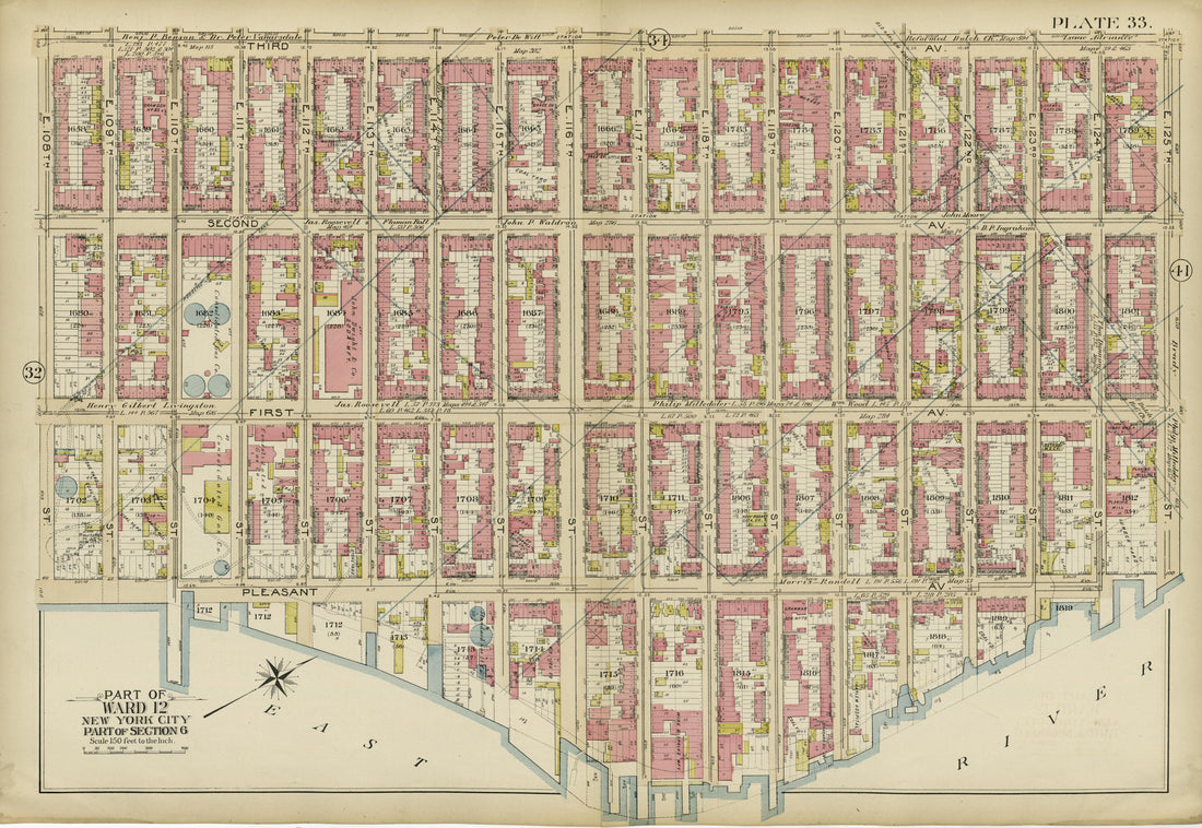 Part of Ward 12 (part of Section 6) from Atlas of the City of New York, Manhattan Island : from Actual Surveys and Official Plans 1894 by Relic Map Company
