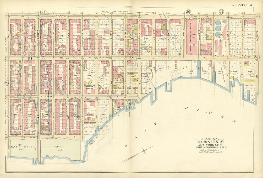 Part of Wards 12 &amp; 19 Ipart of Sections 5 &amp; 6) from Atlas of the City of New York, Manhattan Island : from Actual Surveys and Official Plans 1894 by Relic Map Company