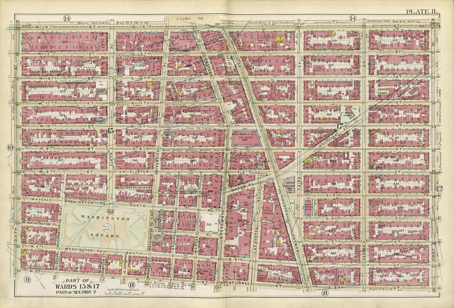 Part of Wards 15 &amp; 17 from Atlas of the City of New York, Manhattan Island : from Actual Surveys and Official Plans 1894 by Relic Map Company