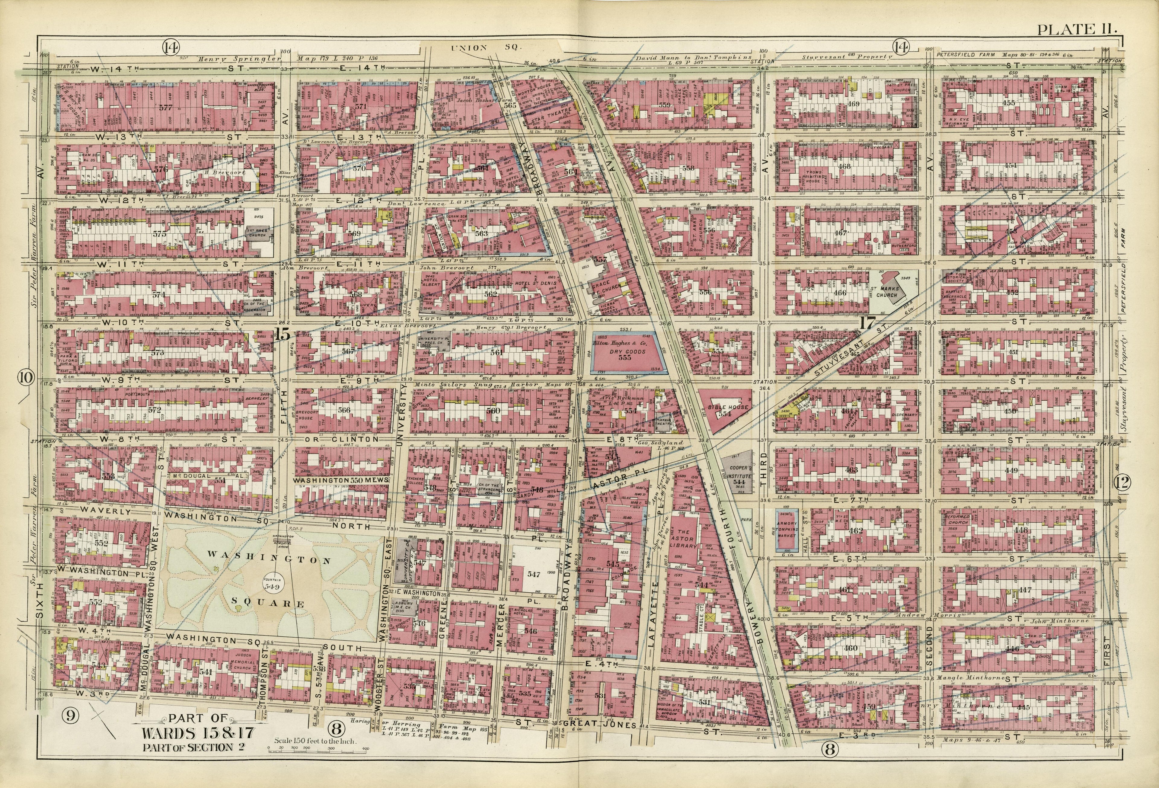 Part of Wards 15 &amp; 17 from Atlas of the City of New York, Manhattan Island : from Actual Surveys and Official Plans 1894 by Relic Map Company