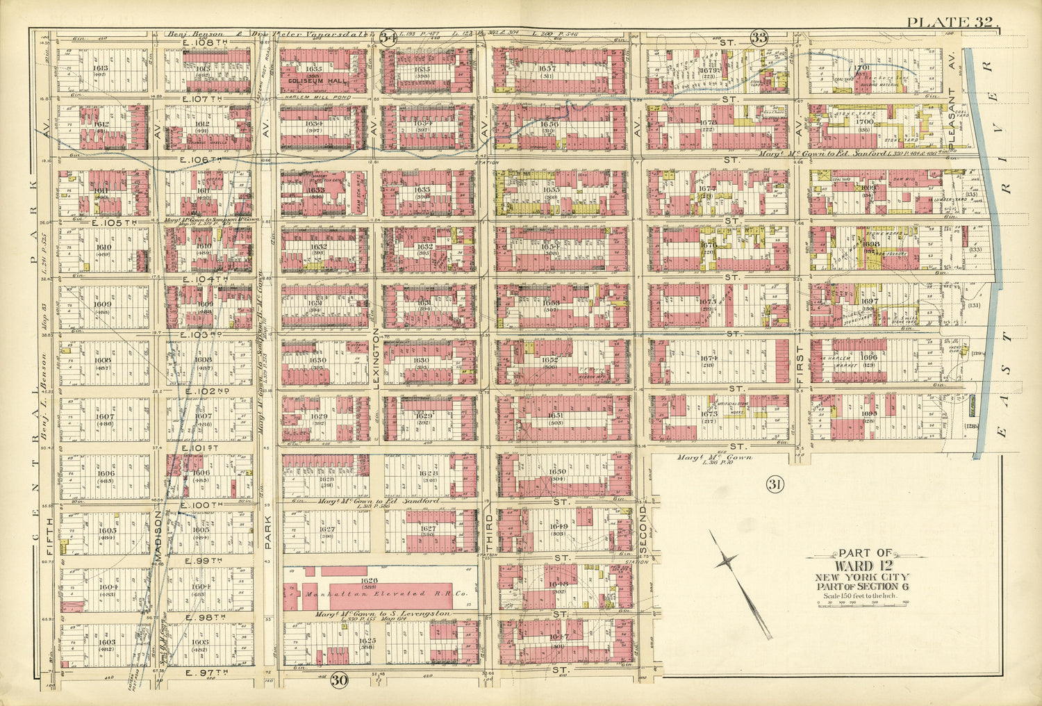 Part of Ward 12 from Atlas of the City of New York, Manhattan Island : from Actual Surveys and Official Plans 1894 by Relic Map Company