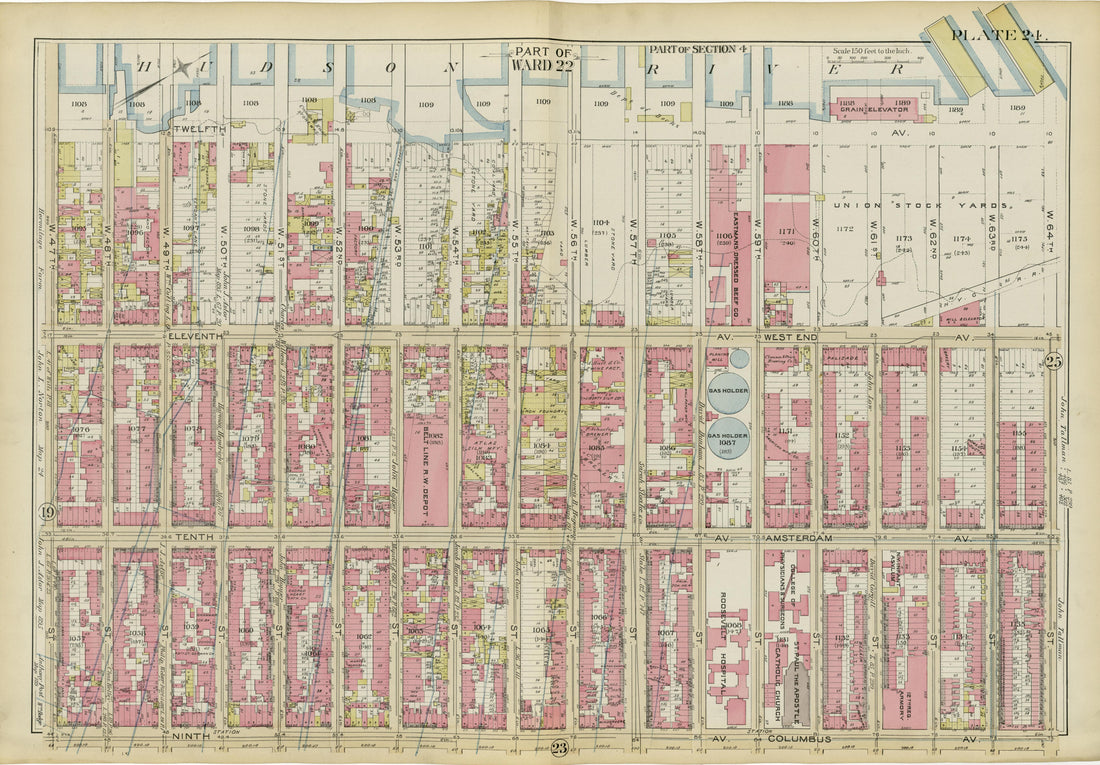 Part of Ward 22 from Atlas of the City of New York, Manhattan Island : from Actual Surveys and Official Plans 1894 by Relic Map Company