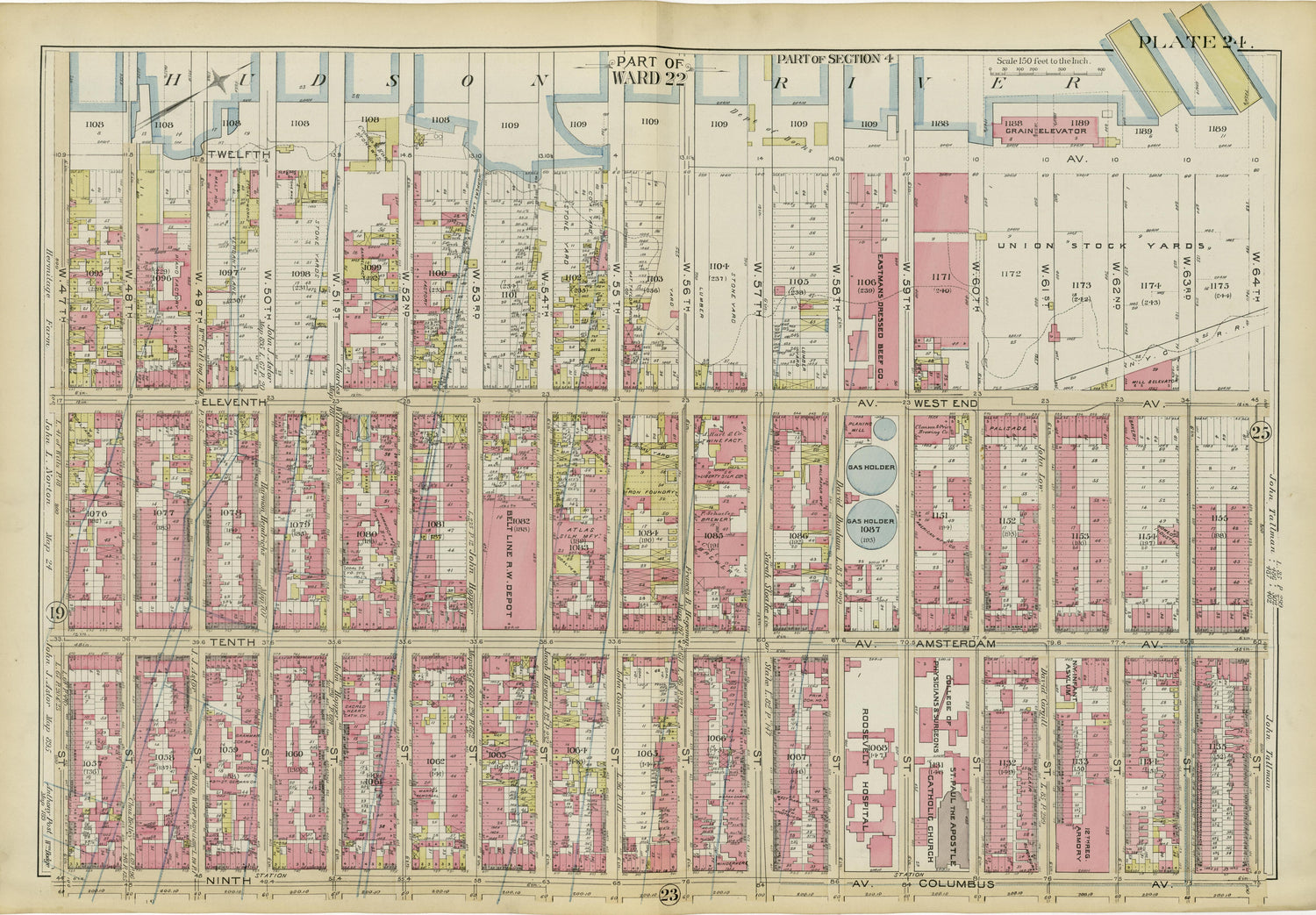 Part of Ward 22 from Atlas of the City of New York, Manhattan Island : from Actual Surveys and Official Plans 1894 by Relic Map Company