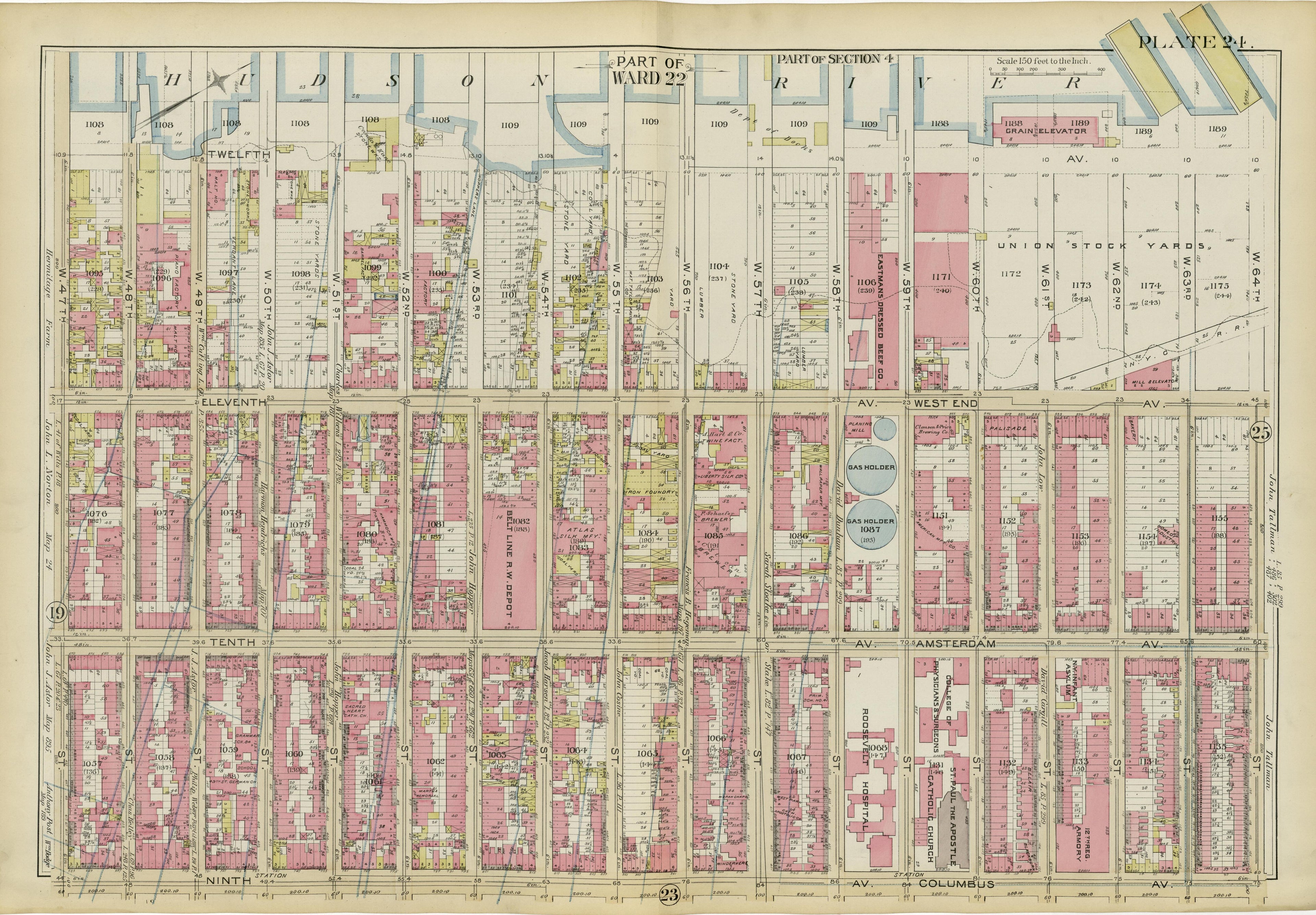 Part of Ward 22 from Atlas of the City of New York, Manhattan Island : from Actual Surveys and Official Plans 1894 by Relic Map Company
