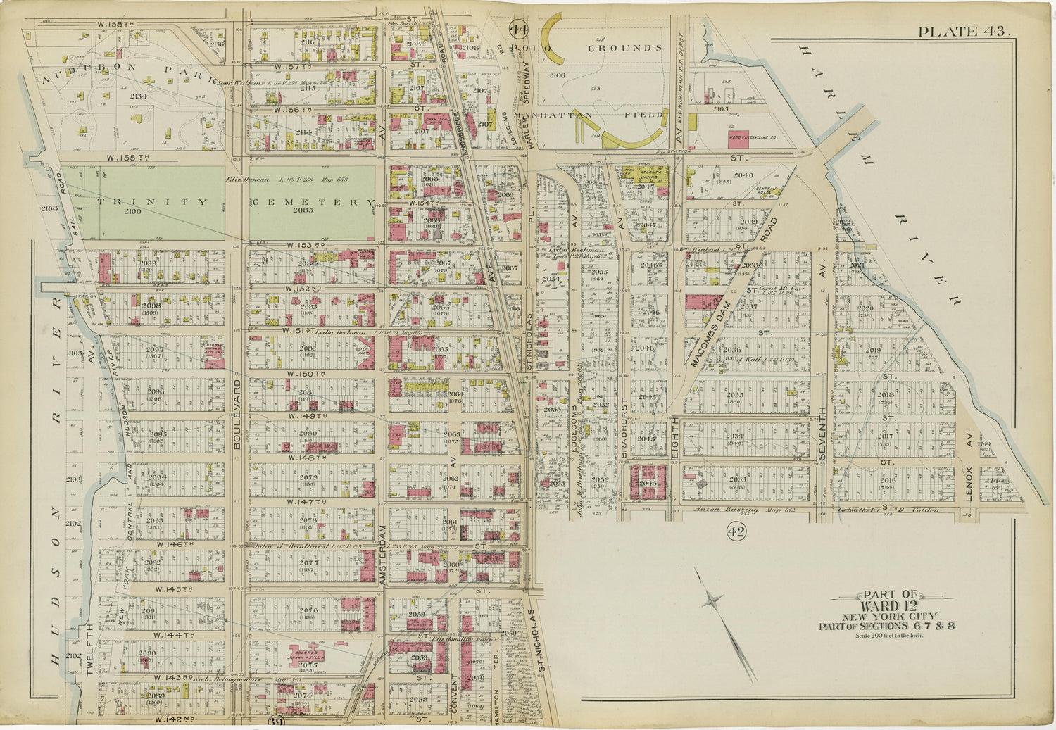 Part of Ward 12 (part of Sections 6, 7 &amp; 8) from Atlas of the City of New York, Manhattan Island : from Actual Surveys and Official Plans 1894 by Relic Map Company
