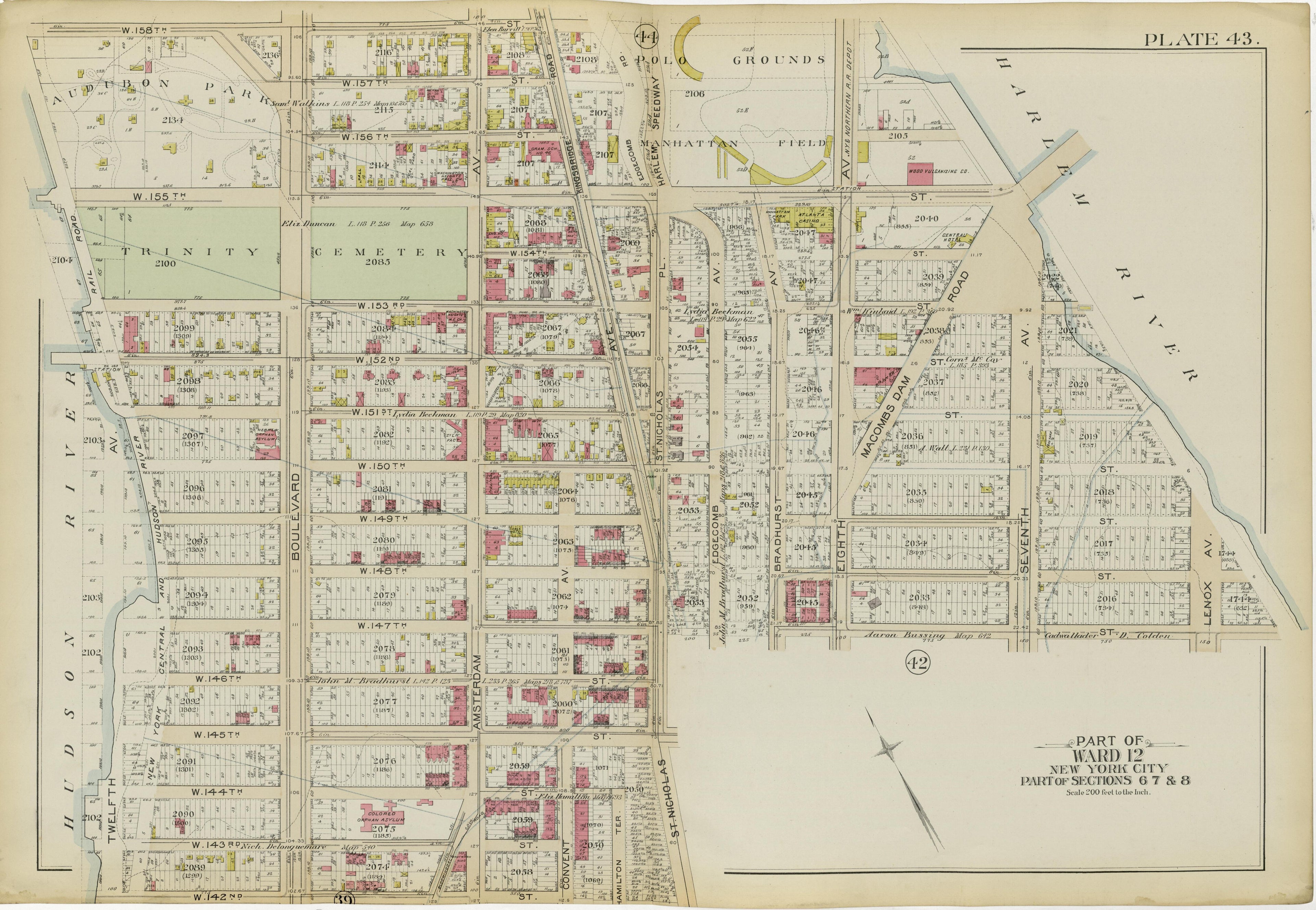 Part of Ward 12 (part of Sections 6, 7 &amp; 8) from Atlas of the City of New York, Manhattan Island : from Actual Surveys and Official Plans 1894 by Relic Map Company
