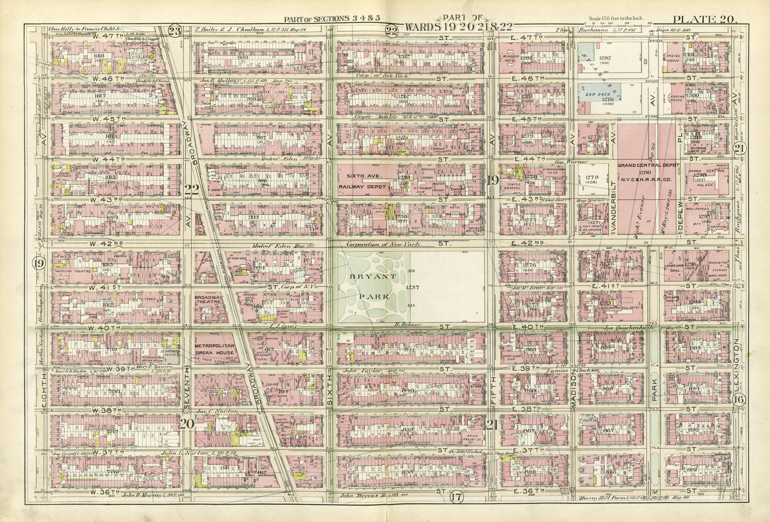 Part of Wards 19, 20, 21 &amp; 22 from Atlas of the City of New York, Manhattan Island : from Actual Surveys and Official Plans 1894 by Relic Map Company