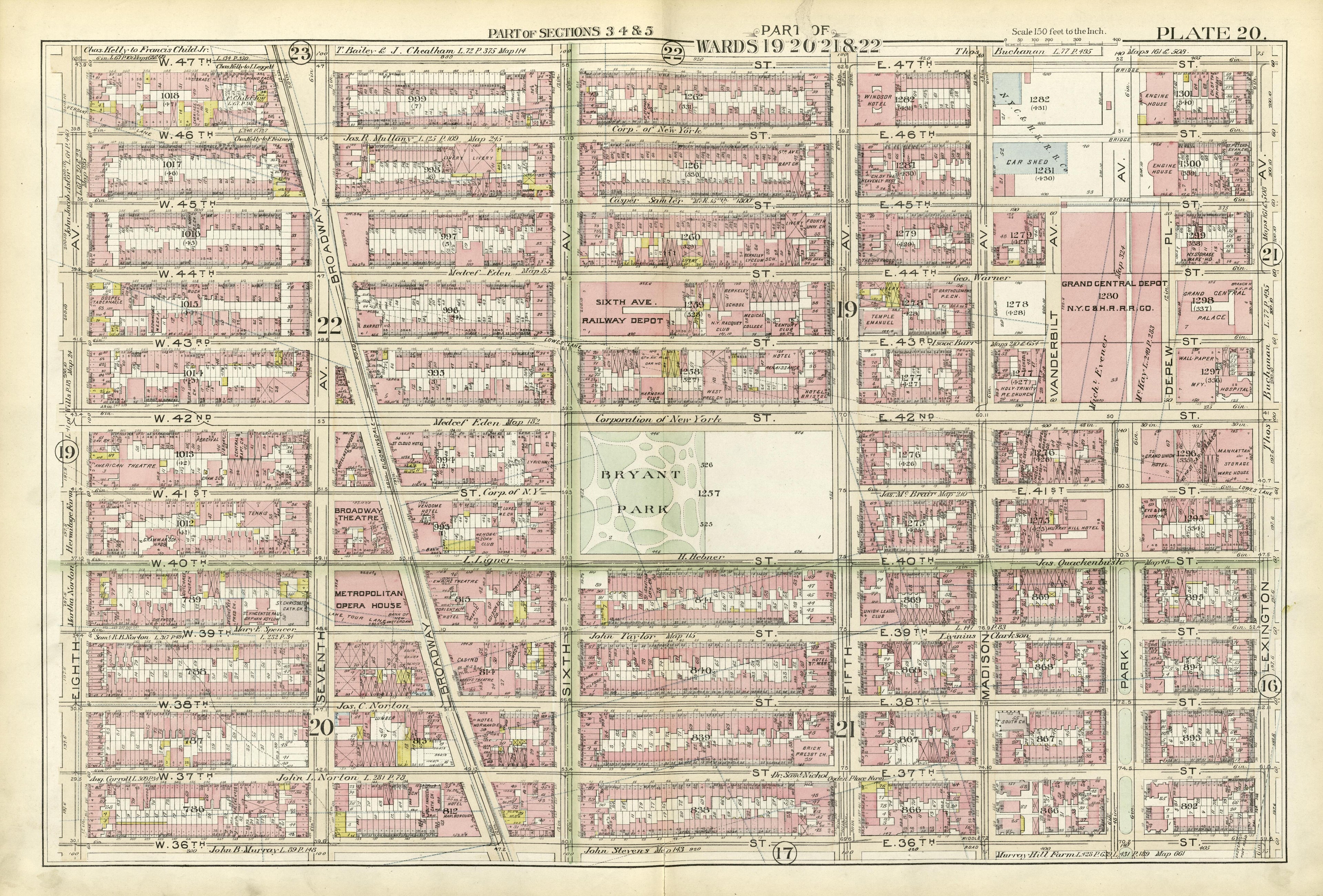 Part of Wards 19, 20, 21 &amp; 22 from Atlas of the City of New York, Manhattan Island : from Actual Surveys and Official Plans 1894 by Relic Map Company