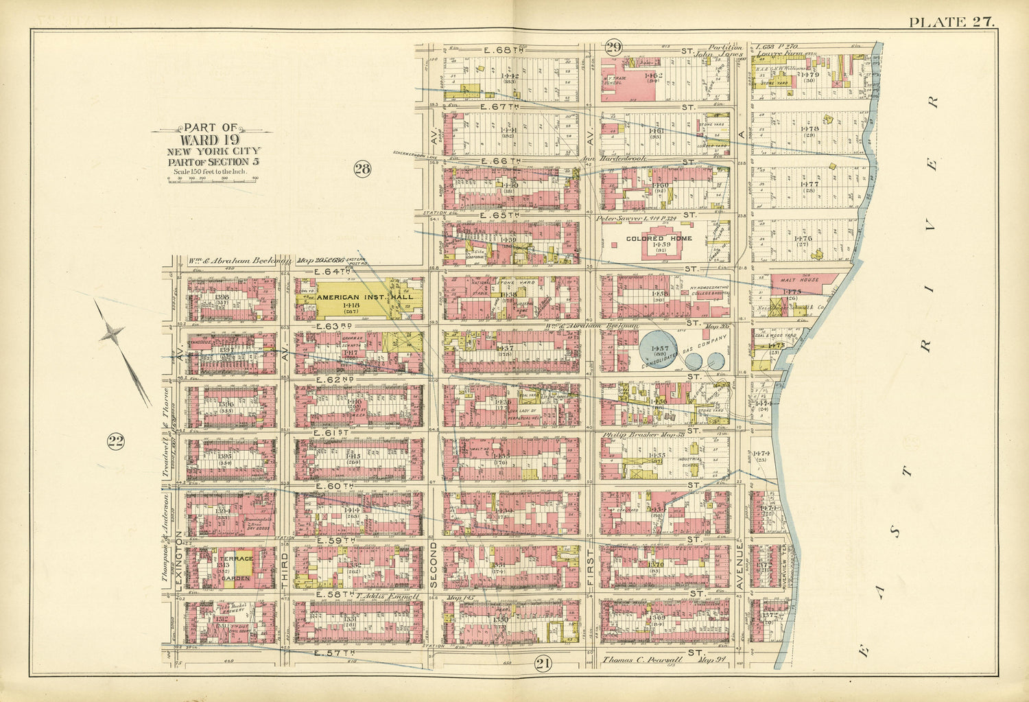 Part of Ward 19 (part of Section 3) from Atlas of the City of New York, Manhattan Island : from Actual Surveys and Official Plans 1894 by Relic Map Company