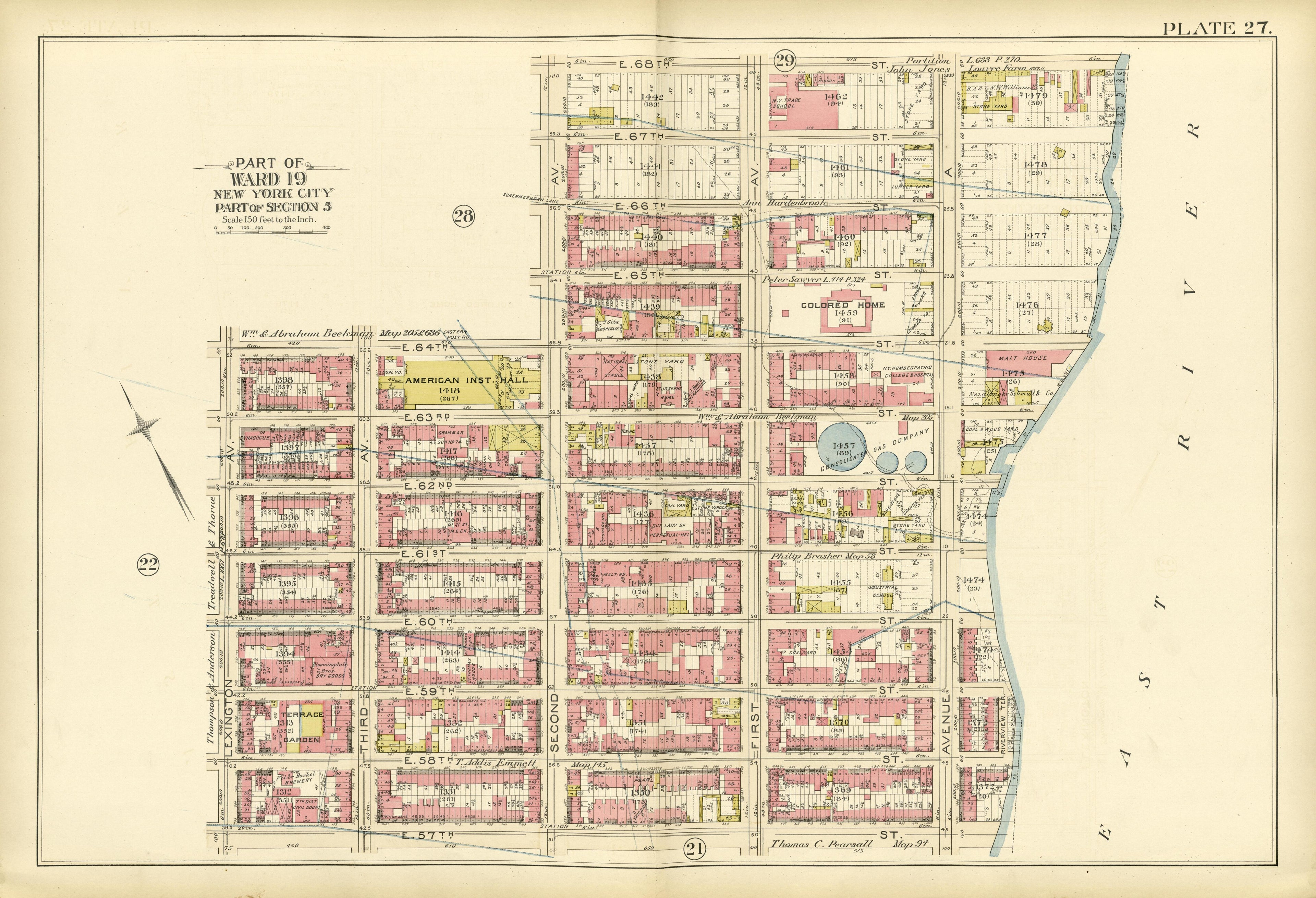 Part of Ward 19 (part of Section 3) from Atlas of the City of New York, Manhattan Island : from Actual Surveys and Official Plans 1894 by Relic Map Company