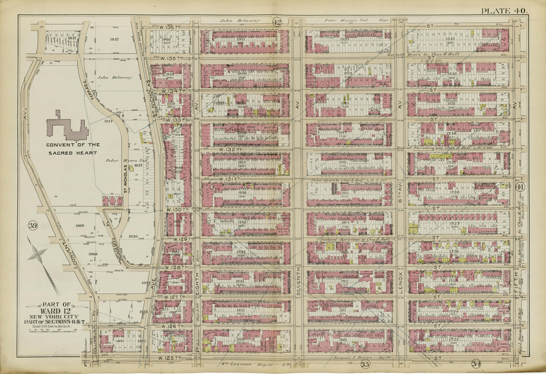 Part of Ward 12 (part of Sections 6 &amp; 7) from Atlas of the City of New York, Manhattan Island : from Actual Surveys and Official Plans 1894 by Relic Map Company
