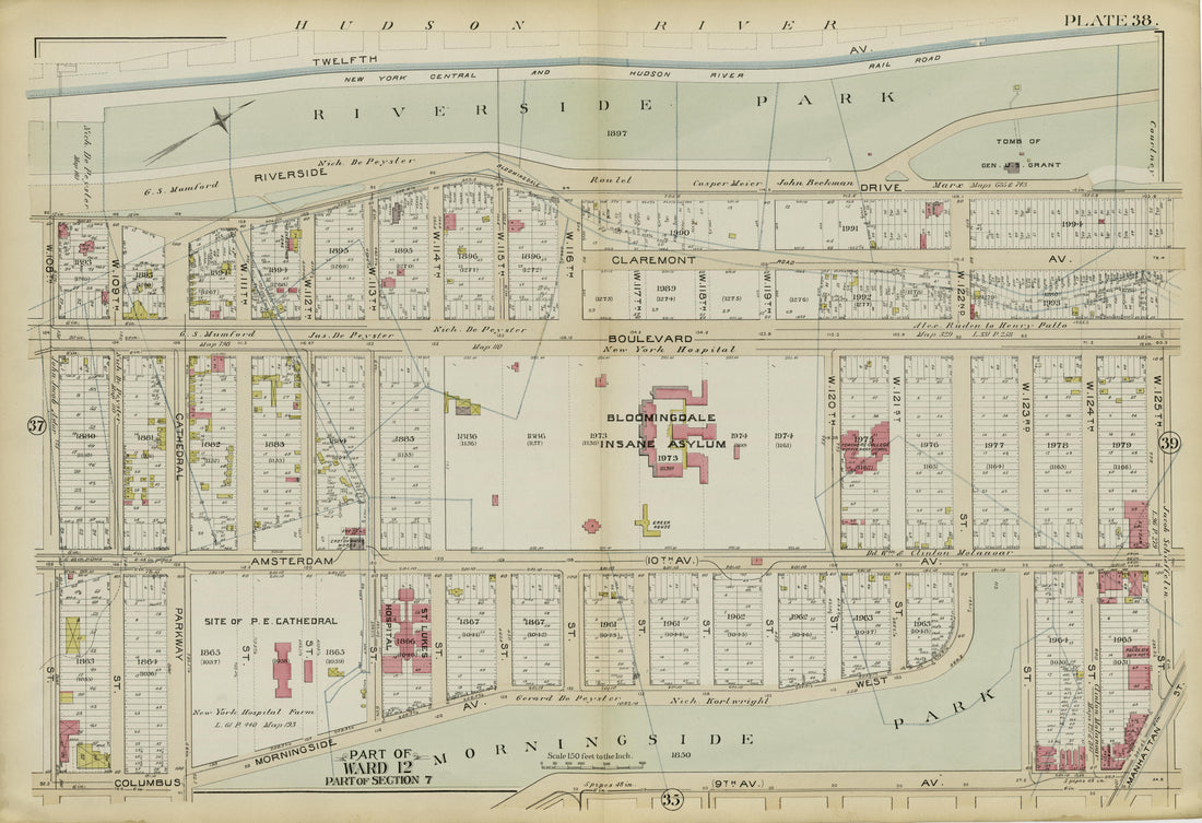 Part of Ward 12 (part of Section 7) from Atlas of the City of New York, Manhattan Island : from Actual Surveys and Official Plans 1894 by Relic Map Company