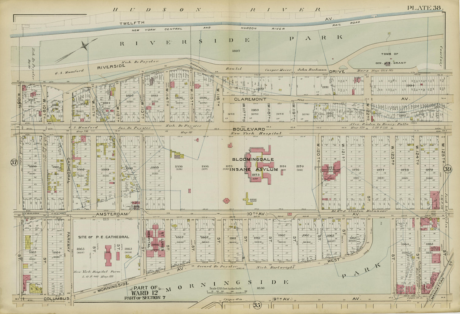 Part of Ward 12 (part of Section 7) from Atlas of the City of New York, Manhattan Island : from Actual Surveys and Official Plans 1894 by Relic Map Company