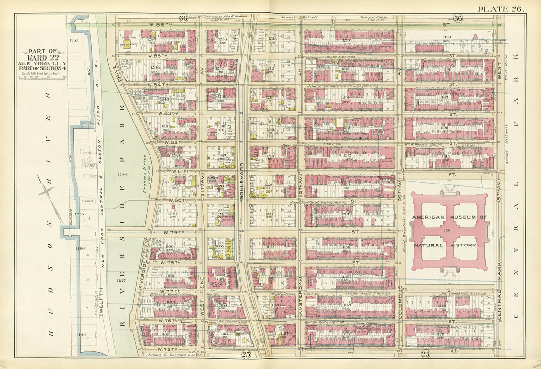 Part of Ward 22 from Atlas of the City of New York, Manhattan Island : from Actual Surveys and Official Plans 1894 by Relic Map Company