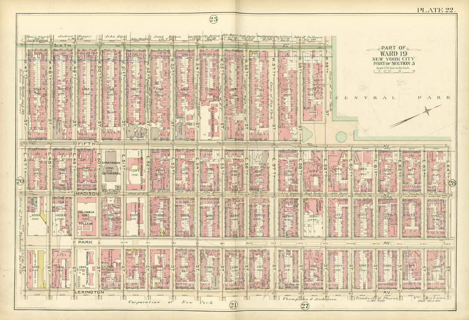 Part of Ward 19 (part of Section 3) from Atlas of the City of New York, Manhattan Island : from Actual Surveys and Official Plans 1894 by Relic Map Company